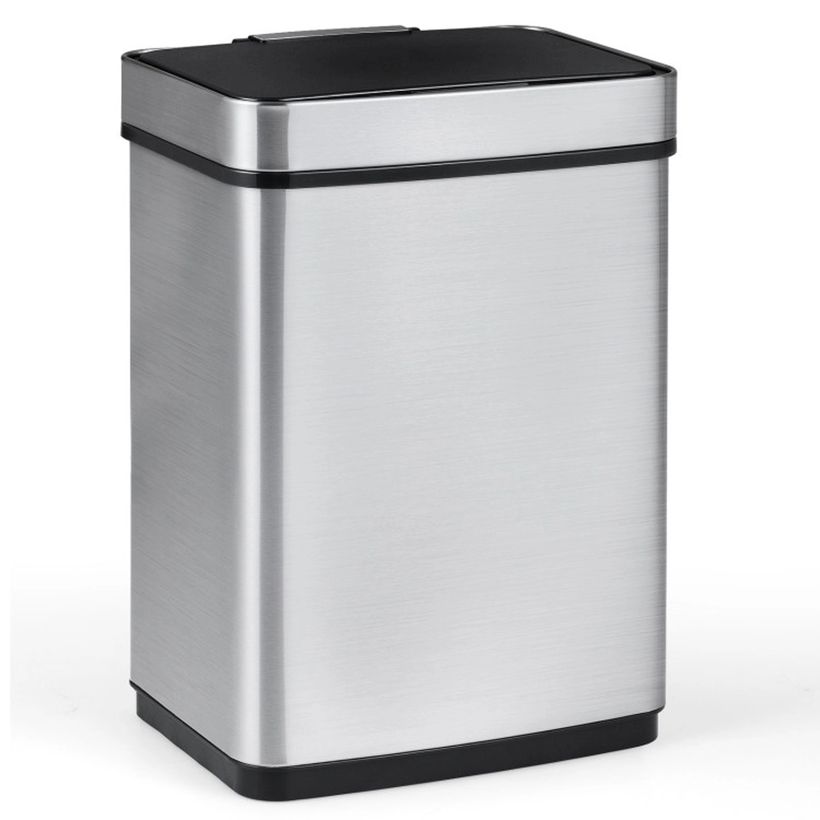 SUGIFT 16-Gal Dual Compartment Motion Sensor Touchless Recycling Trash Can 16.5-in x 12.5-in x 24-in 3-Layer Silver