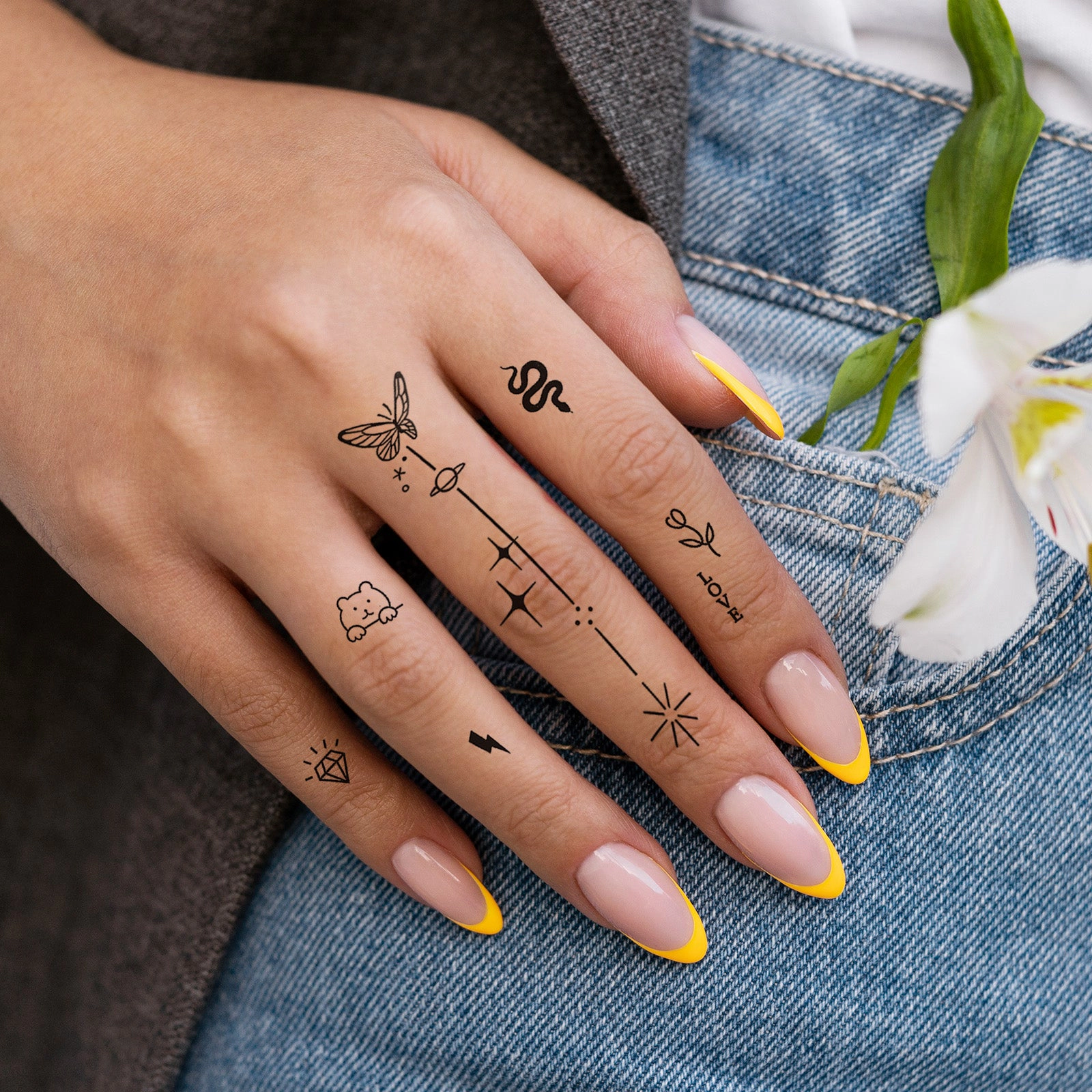 Wrapables Tiny Small Temporary Finger and Hand Tattoos for Women