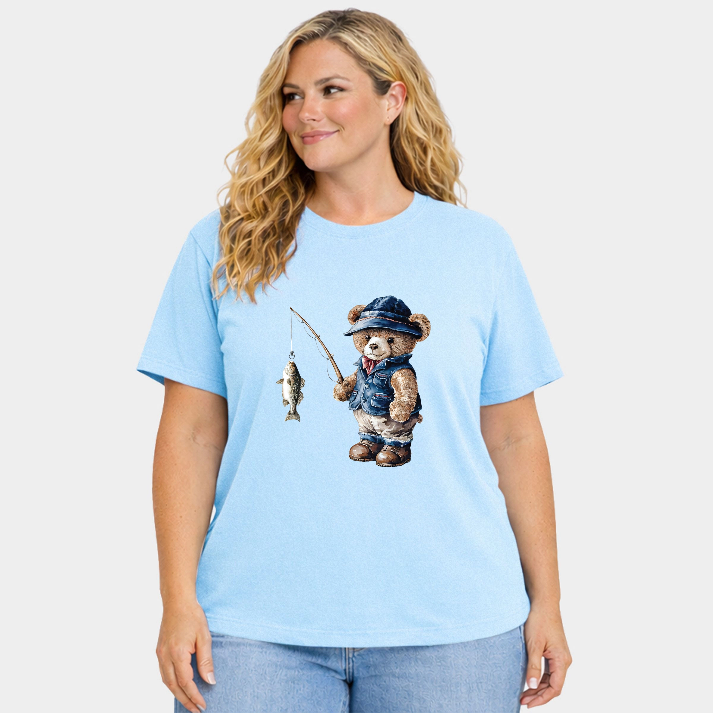 Simply Sage Market - Women's Plus Garment Dyed Tee Teddy Bear Fisherman