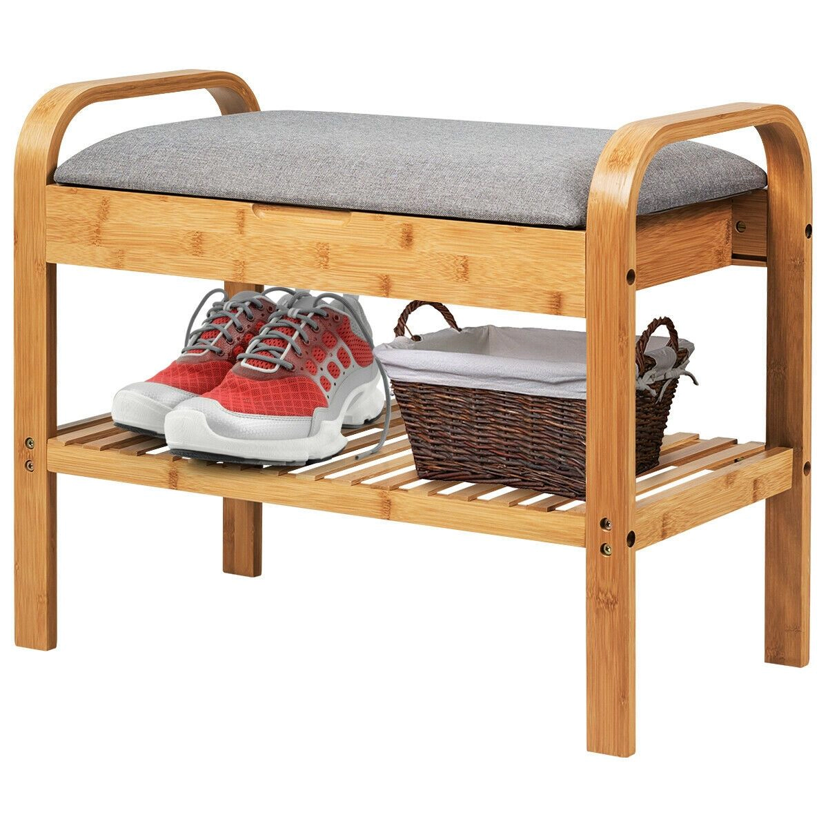 SlickBlue Entryway Shoe Bench with Storage Shelf