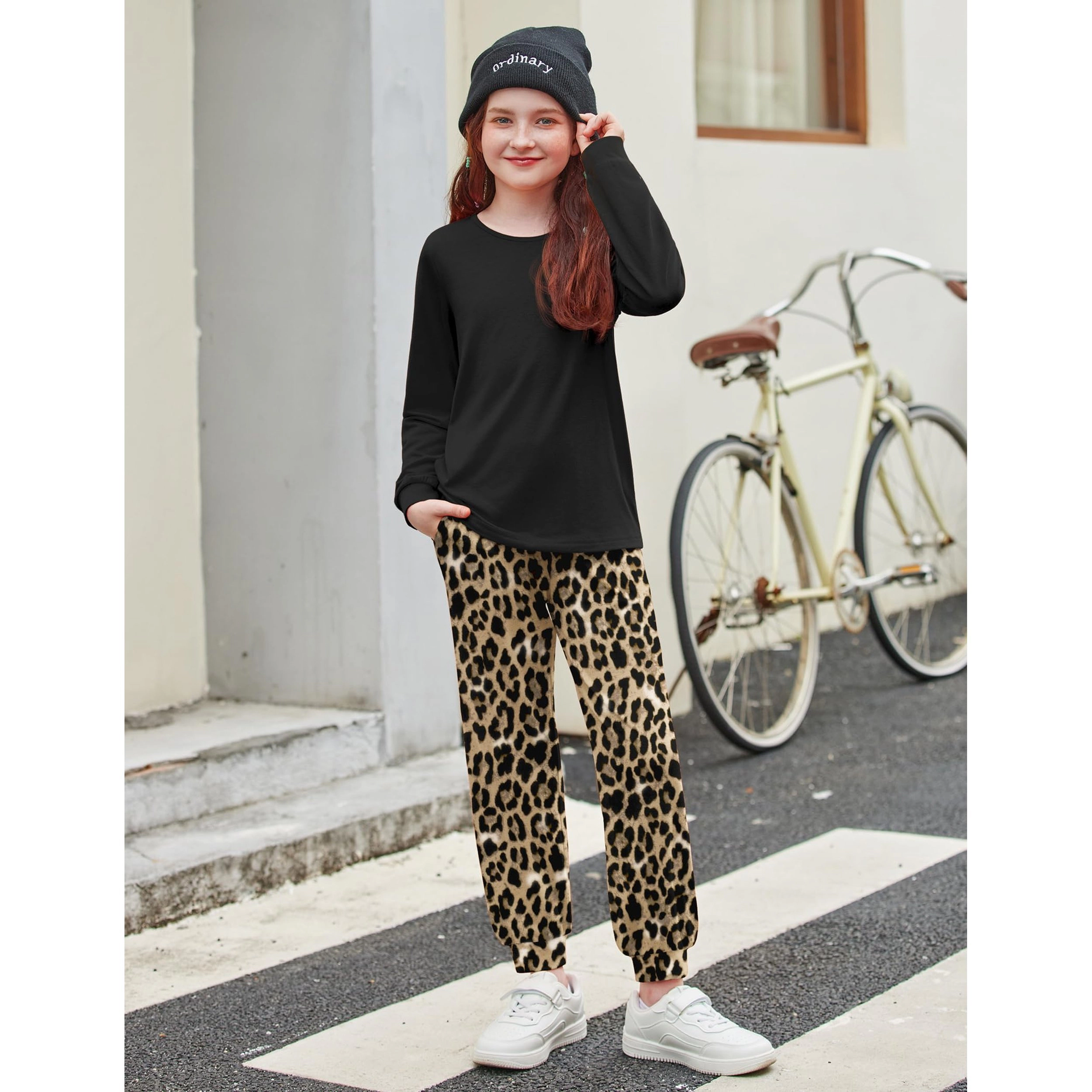 Arshiner Girls Piece Sets Fall Outfits Roundneck Long Sleeve Pullover Tops And Print Sweatpants