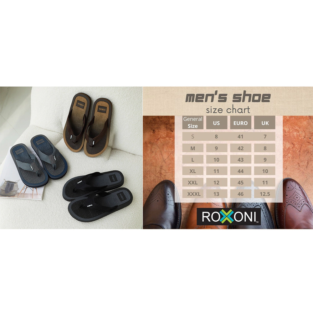 Roxoni Men's Lightweight Comfort Flip Flops with Arch Support