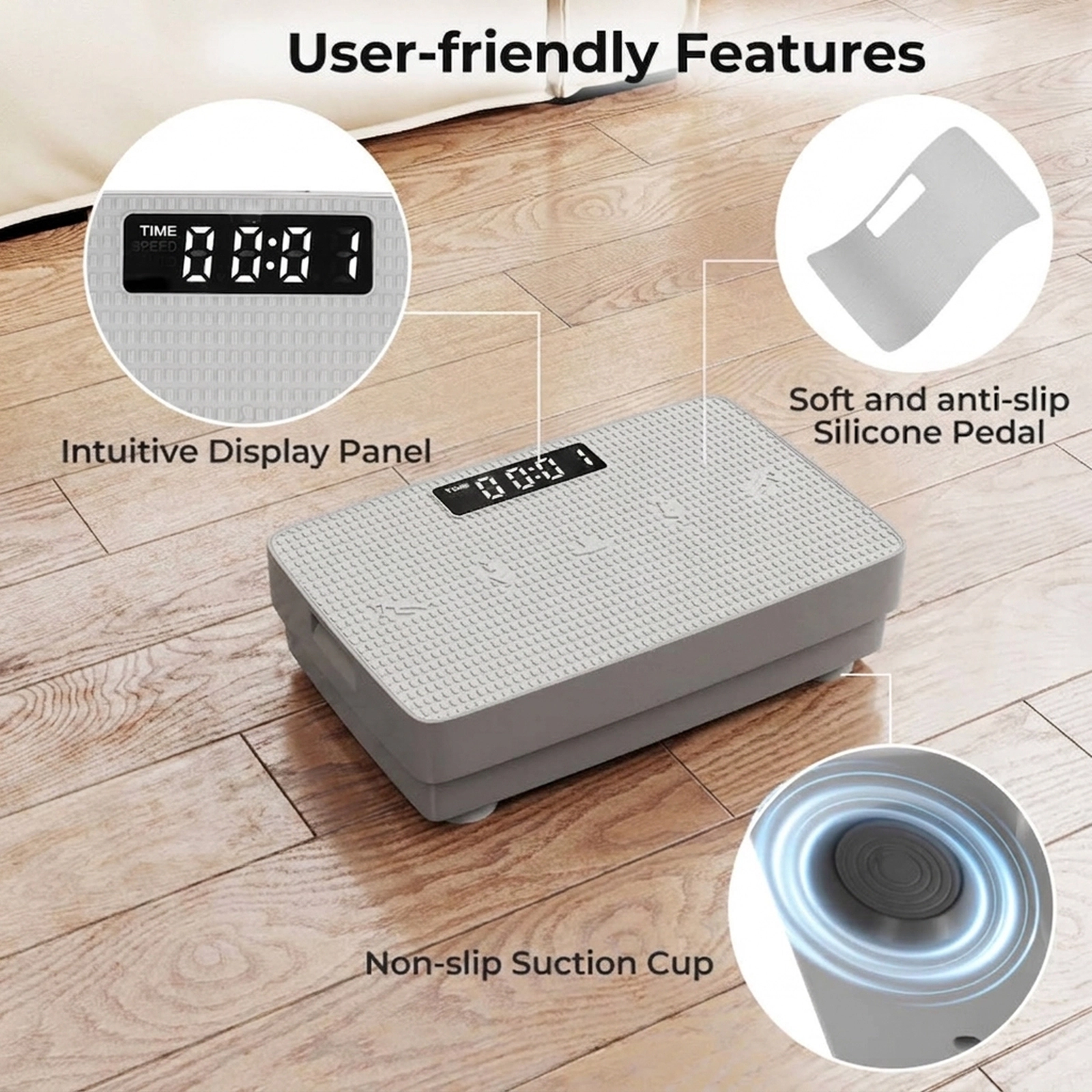SUGIFT Gray Vibration Plate Exercise Machine with Gravity Sensor 17.5-in W 11-in D 4.5-in H 220-lb User Capacity