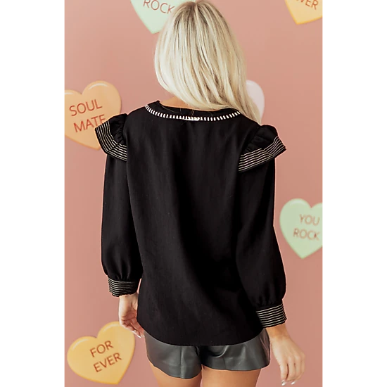 Threaded Pear Women's Elowen Long Sleeve Blouse Long Sleeve Top