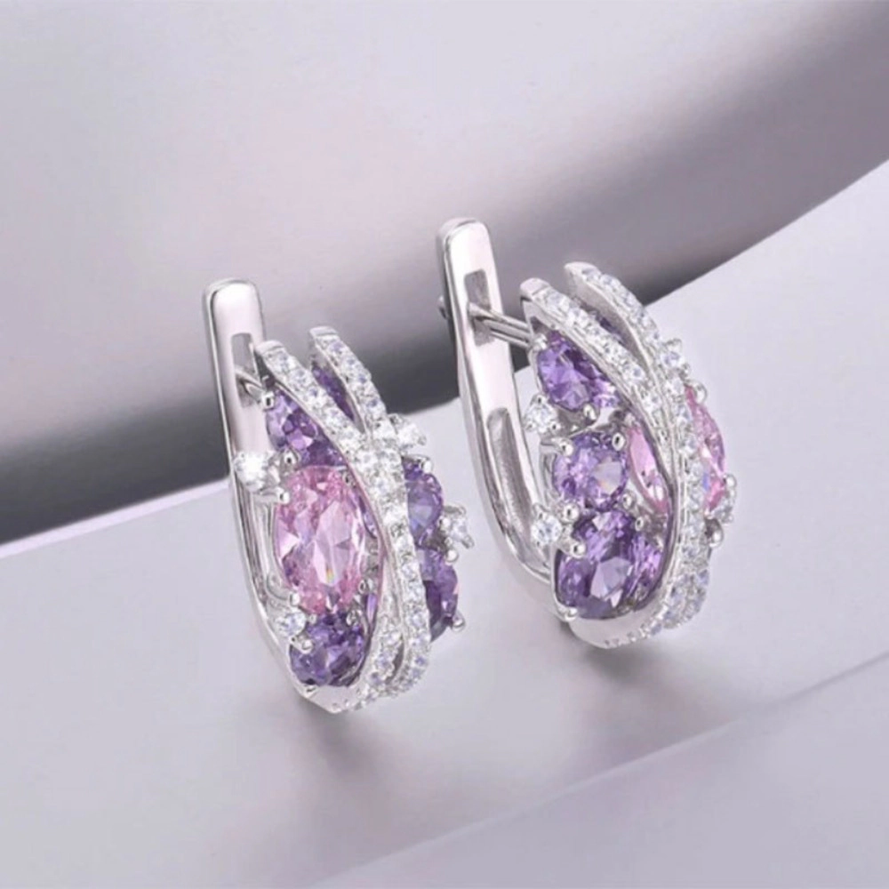 Wardrobe Whimsy Womens Multicolor Oval Cubic Zirconia Twisted Pave Design Earrings
