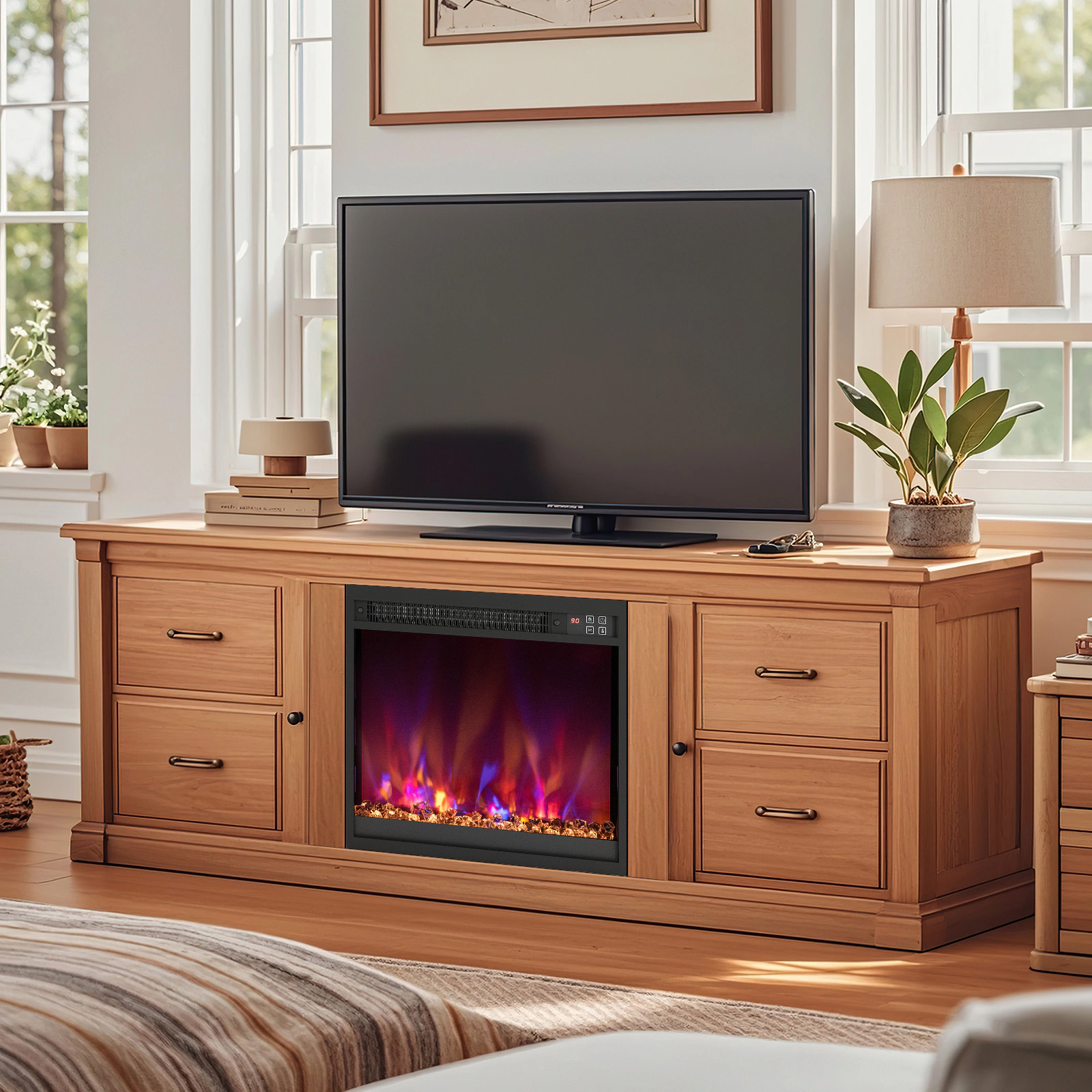 LJG 18/23/26 Inch 1500W Electric Fireplace Insert with Remote Control