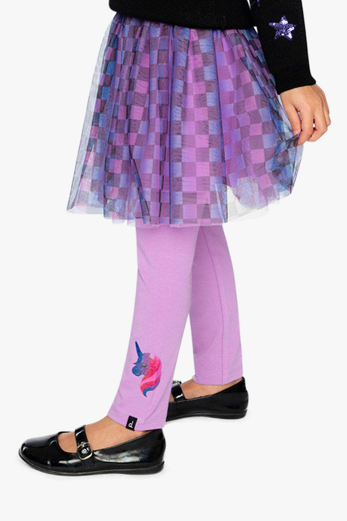 Deux par Girls Shimmering Unicorn Organic Cotton Jersey Leggings