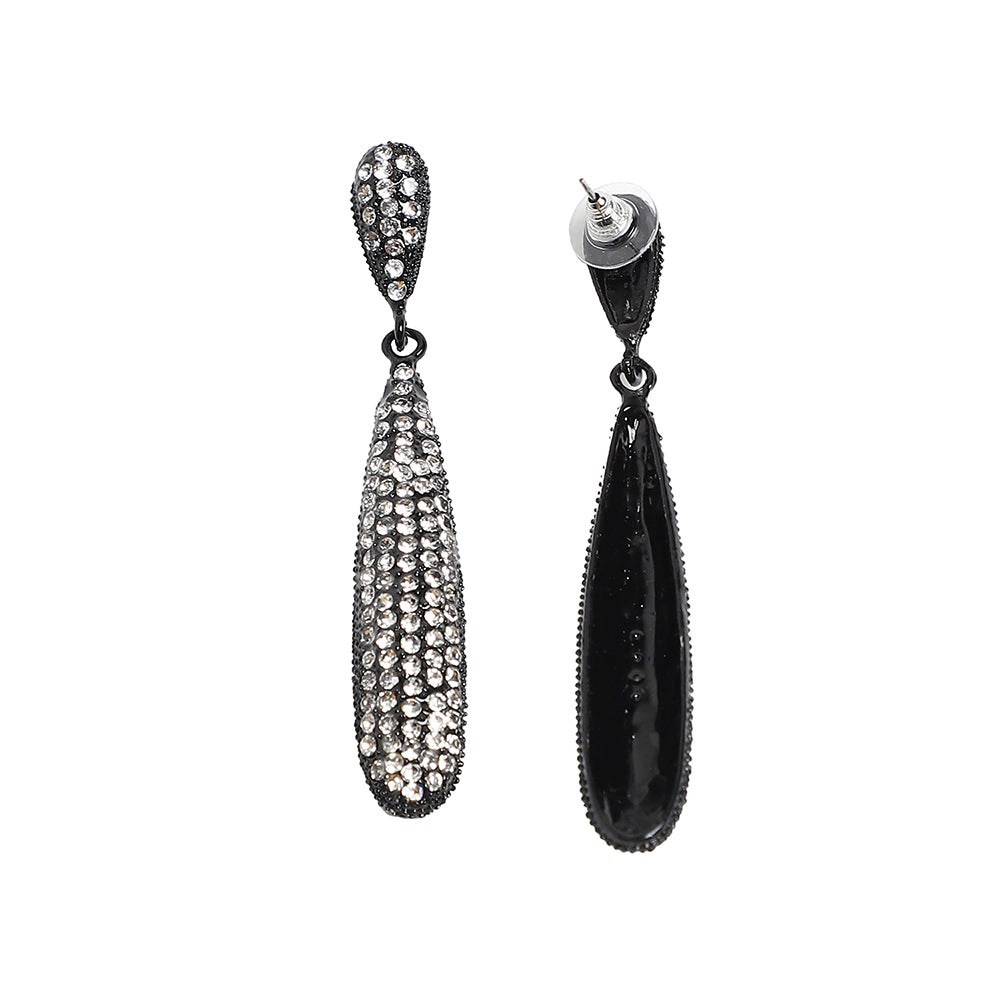 SOHI Women's Chalice Silver Bling Almond Drop Earrings