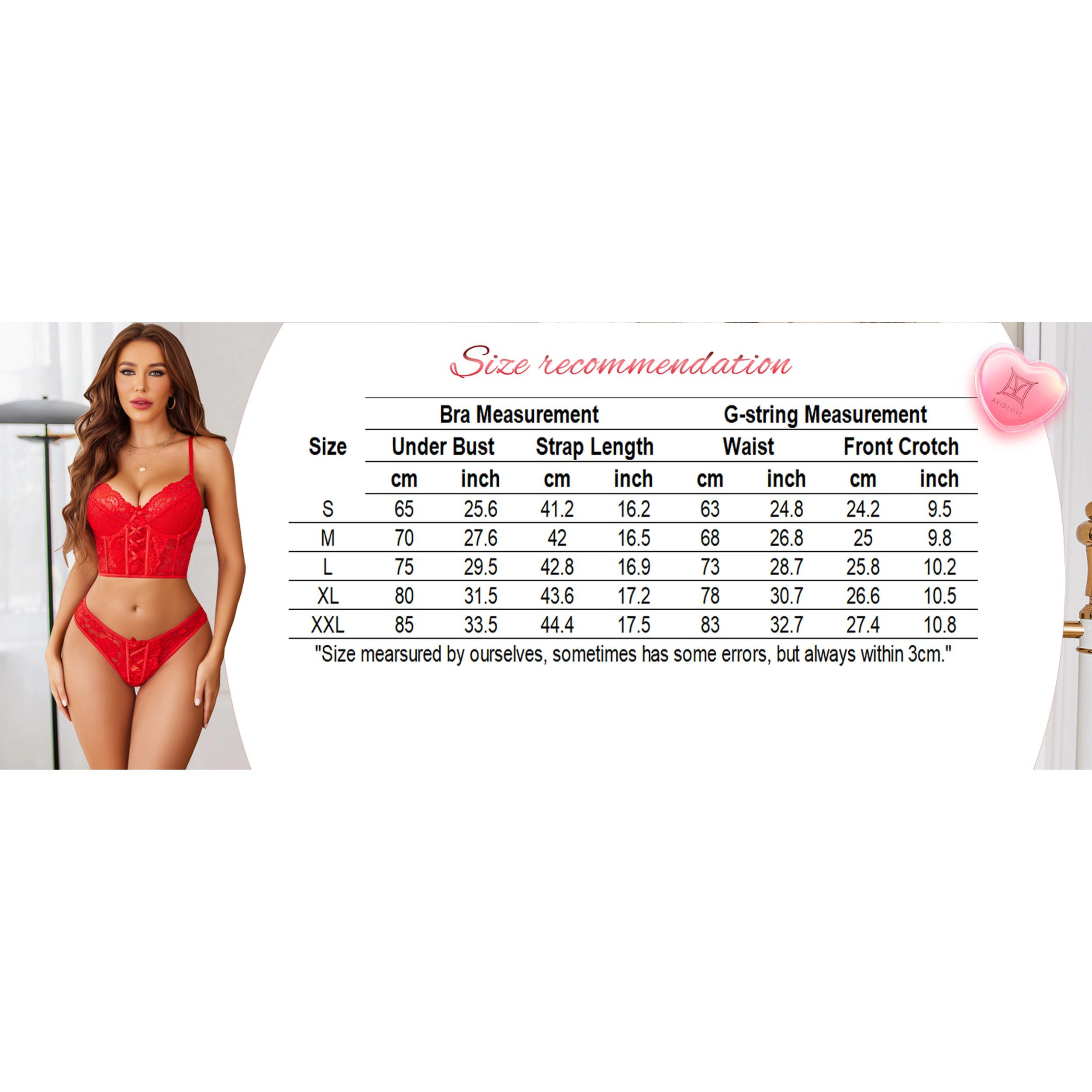 Avidlove Women's Lace Bodydoll Set with Underwire Bra and Panty