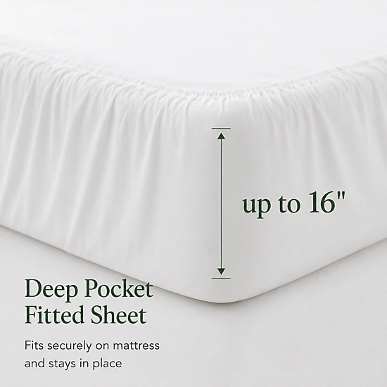 PEACENEST Rayon From Bamboo Sheet Set, Silky Soft Cooling Bed Sheets with Deep Pocket Fitted Sheet