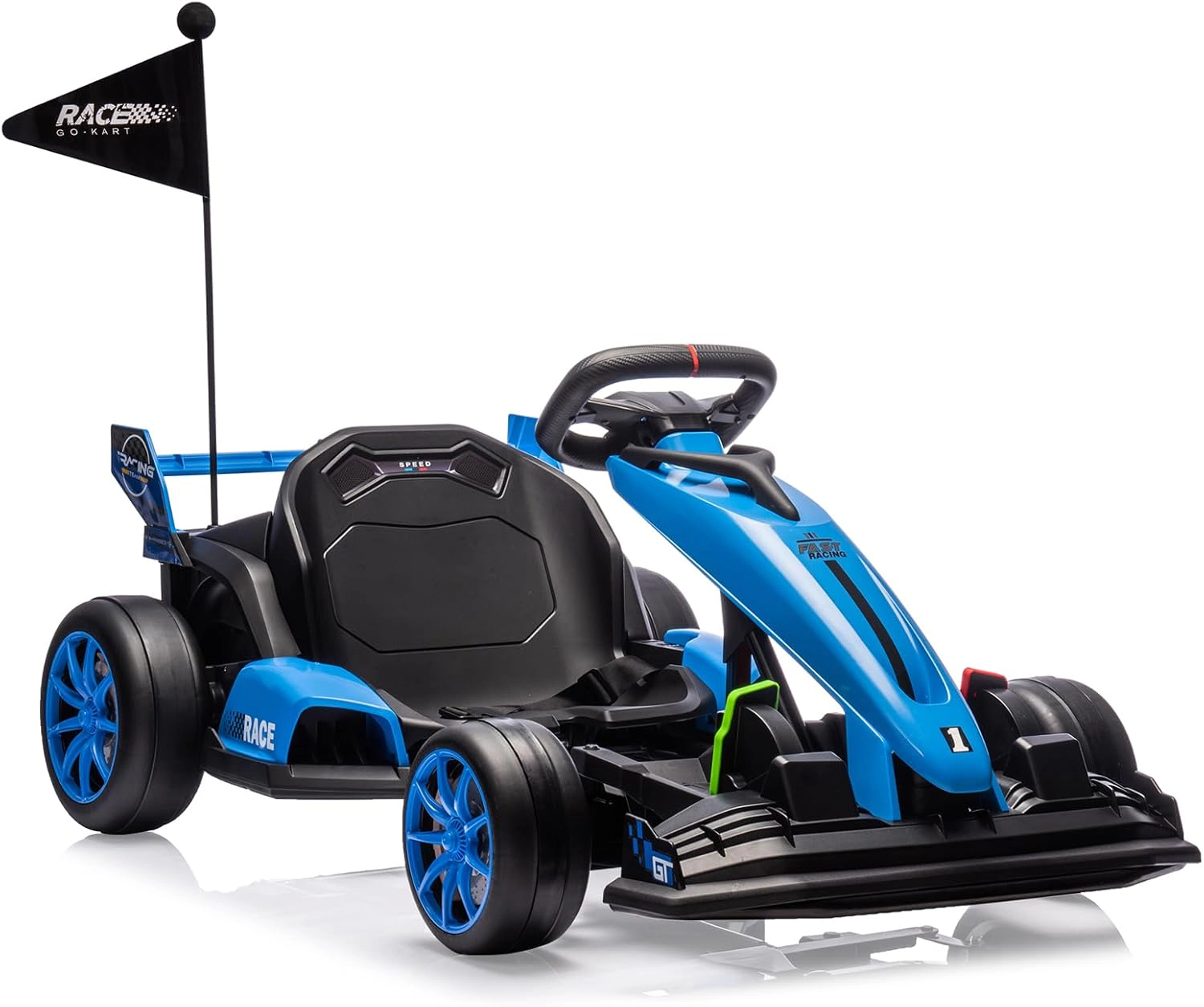 24V Kids Electric Drift Kart, 8.5MPH 300W Go Kart w/ Adjustable Seat, EVA Wheels, Dual Pedals