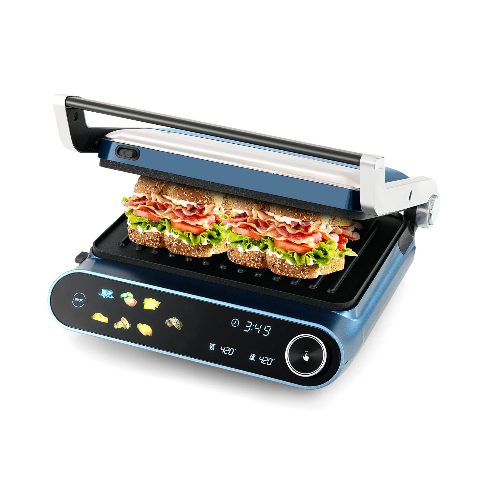 SlickBlue 1200W Electric Panini Press Grill with 7 Modes