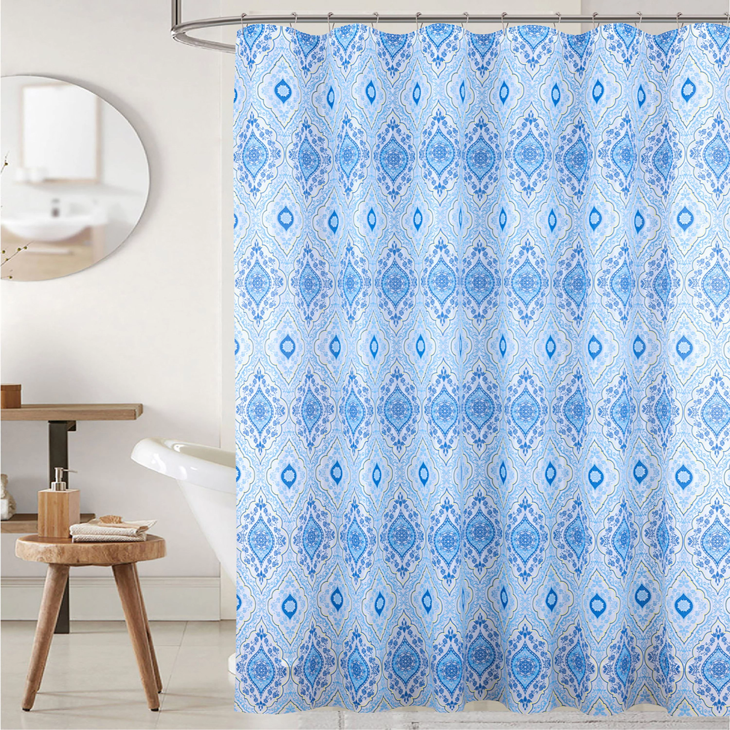 RT Designers Collection 90 GSM Printed Peva Glit Jaxx Shower Curtain 70" x 72" Blue