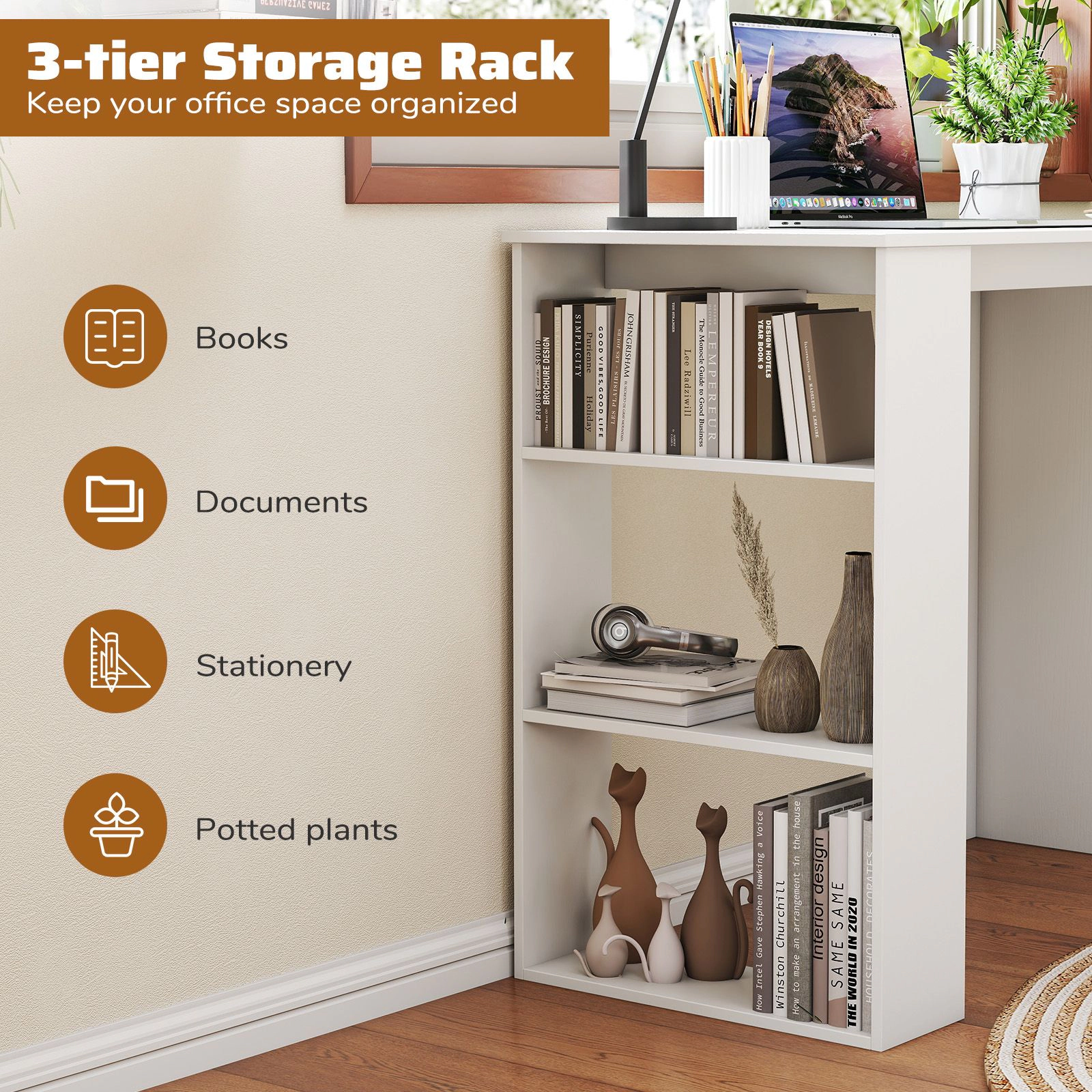 SlickBlue Study Desk with Side Shelves and 155 Lb Tabletop Capacity