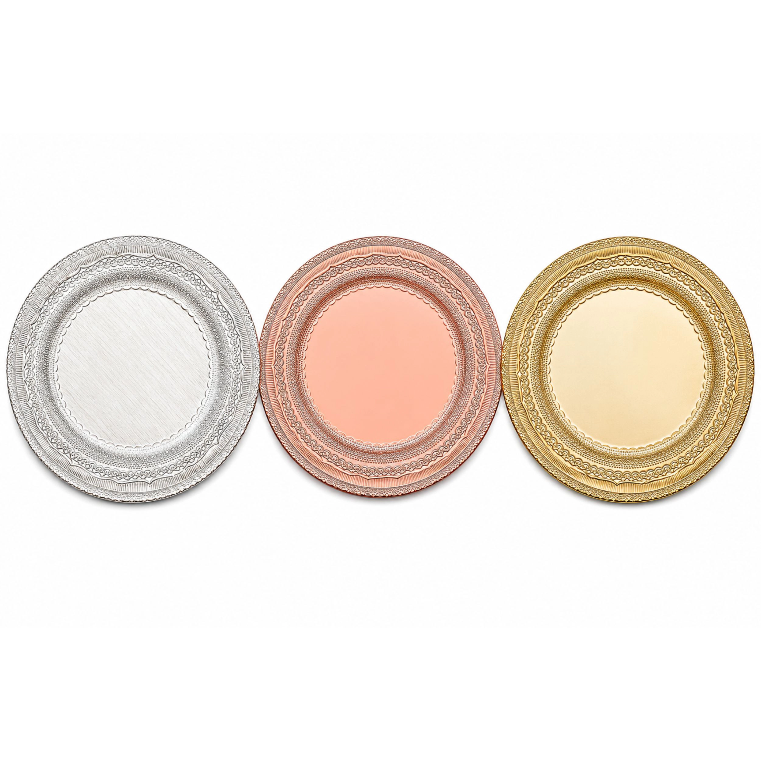 Home Collection Set of 6 Lace Embossed Round Charger Plates