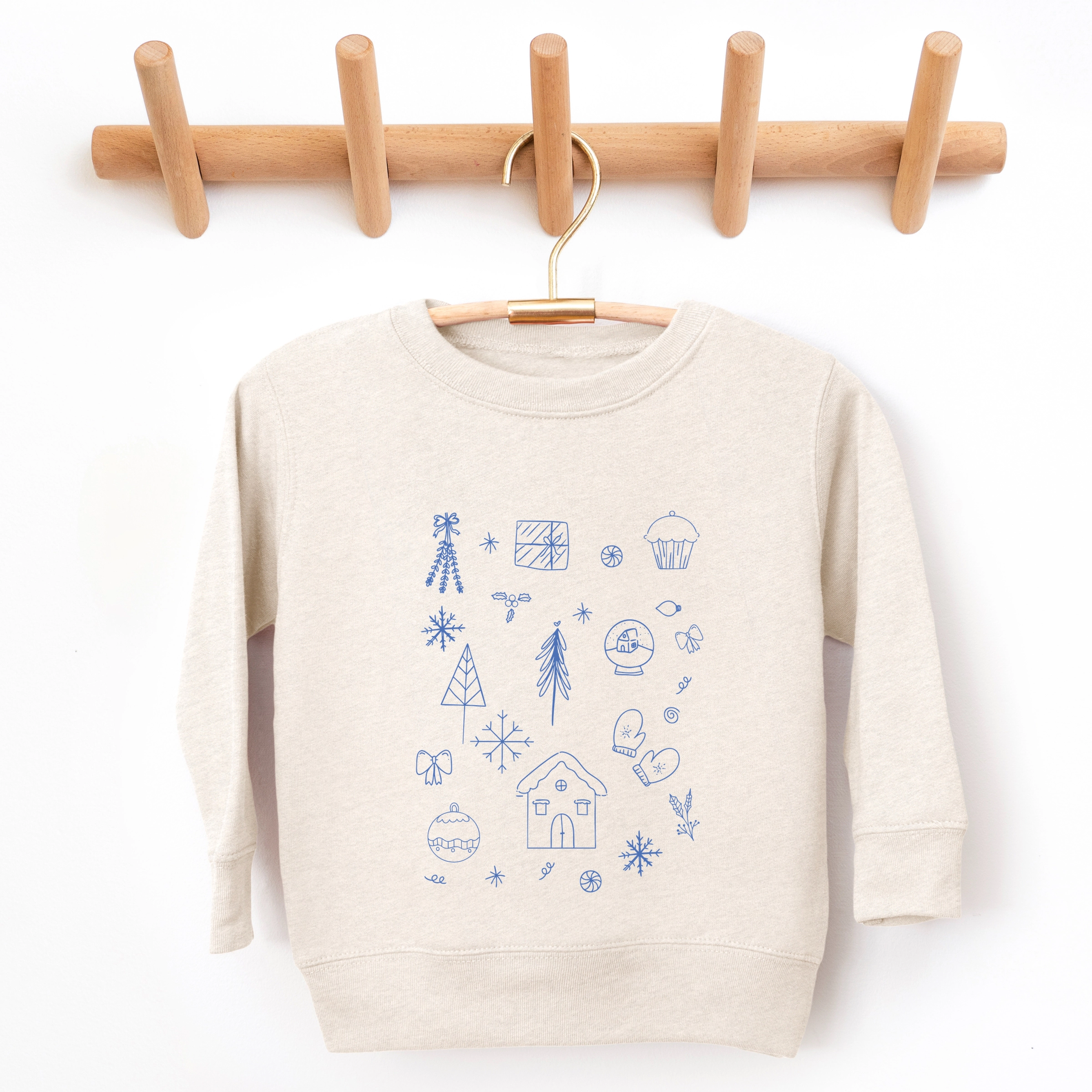 The Juniper Shop - Toddler Graphic Sweatshirt Christmas Blue Sketches