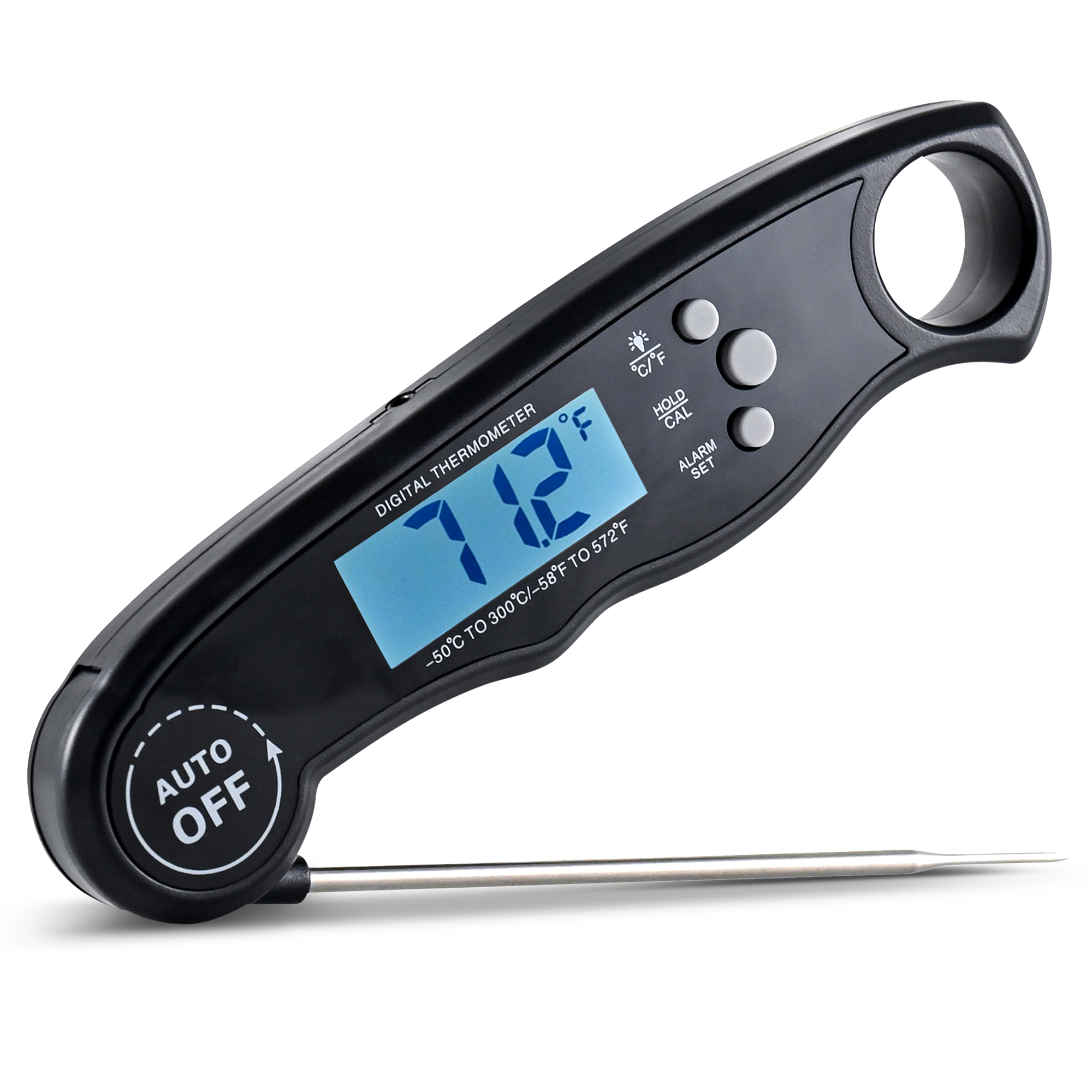 Cheer Collection Instant Read Digital Food Thermometer with Foldable Probe and Backlit Display