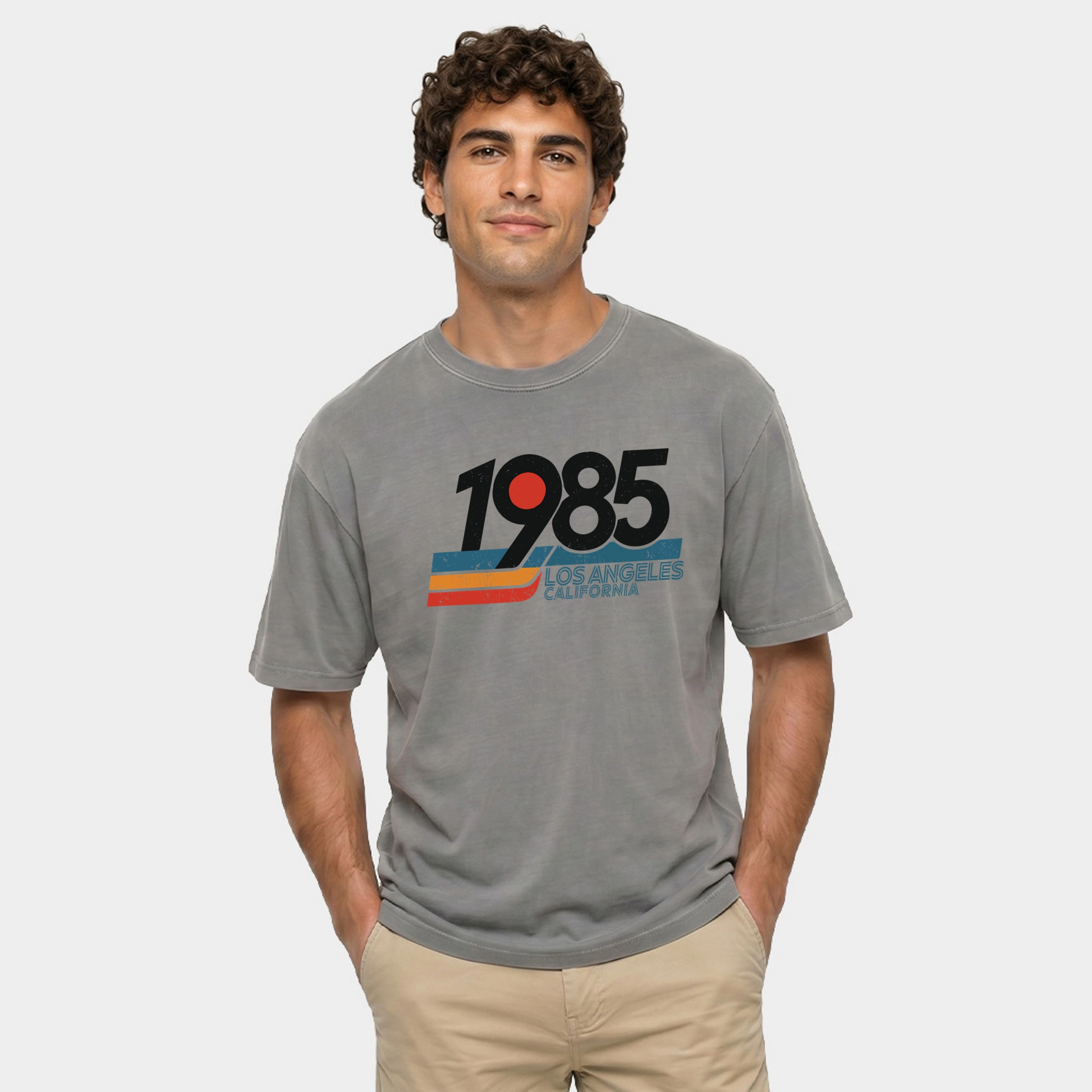 Simply Sage Market - Men's Garment Dyed Graphic T-Shirt Retro 1985 Los Angeles