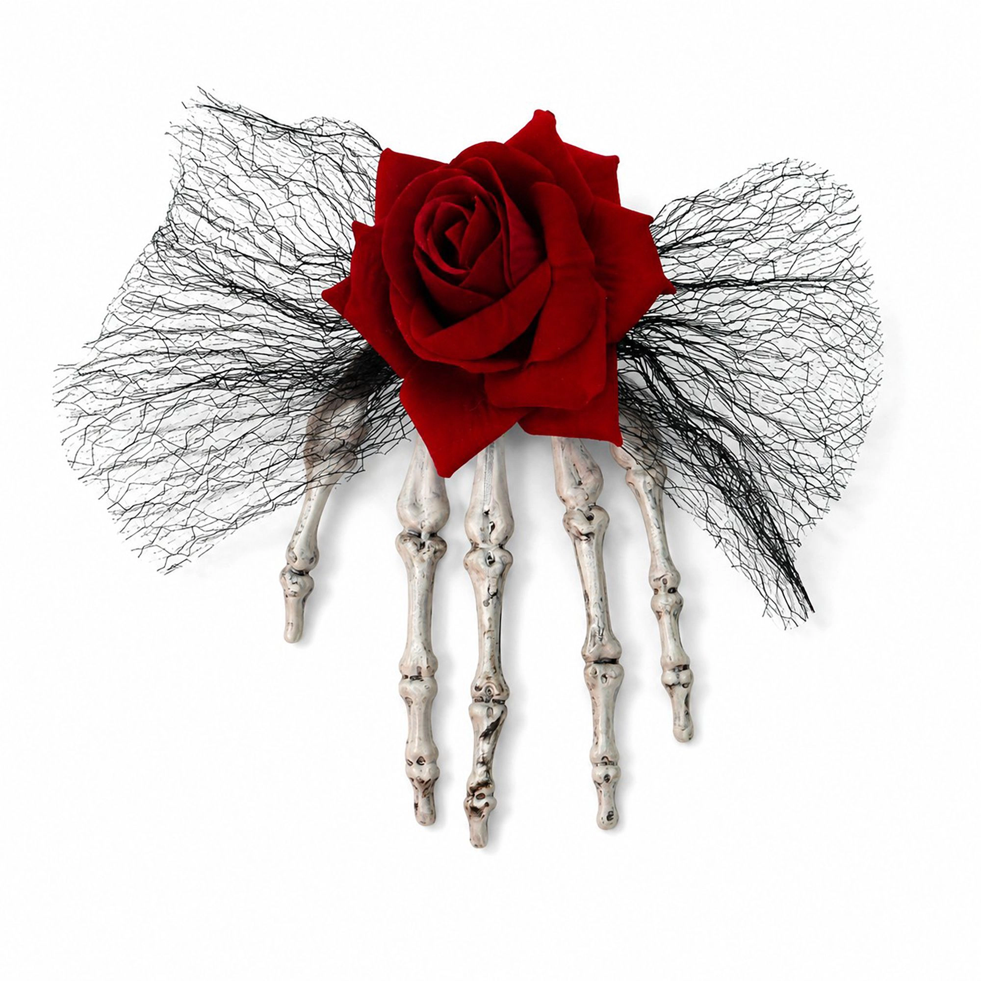 Alilang Pet Halloween Skeleton Hand Rose Lace Hair Clip