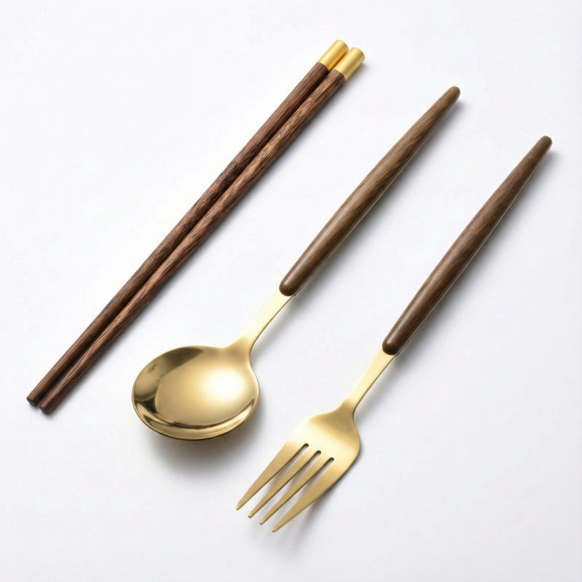 Alilang Women Portable Flatware 4 Piece Set with Spoon Fork Chopsticks and Slim Travel Storage Case