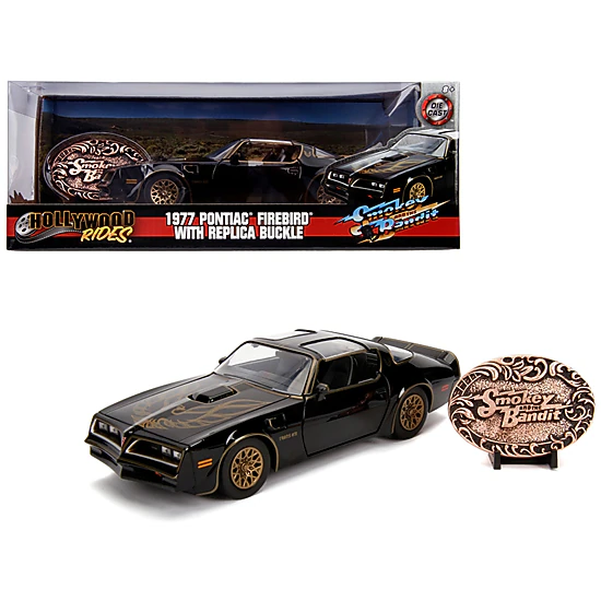 Jada Collectible 1977 Pontiac Firebird Trans Am Black With Replica Buckle "Smokey And The Bandit" Movie "Hollywood