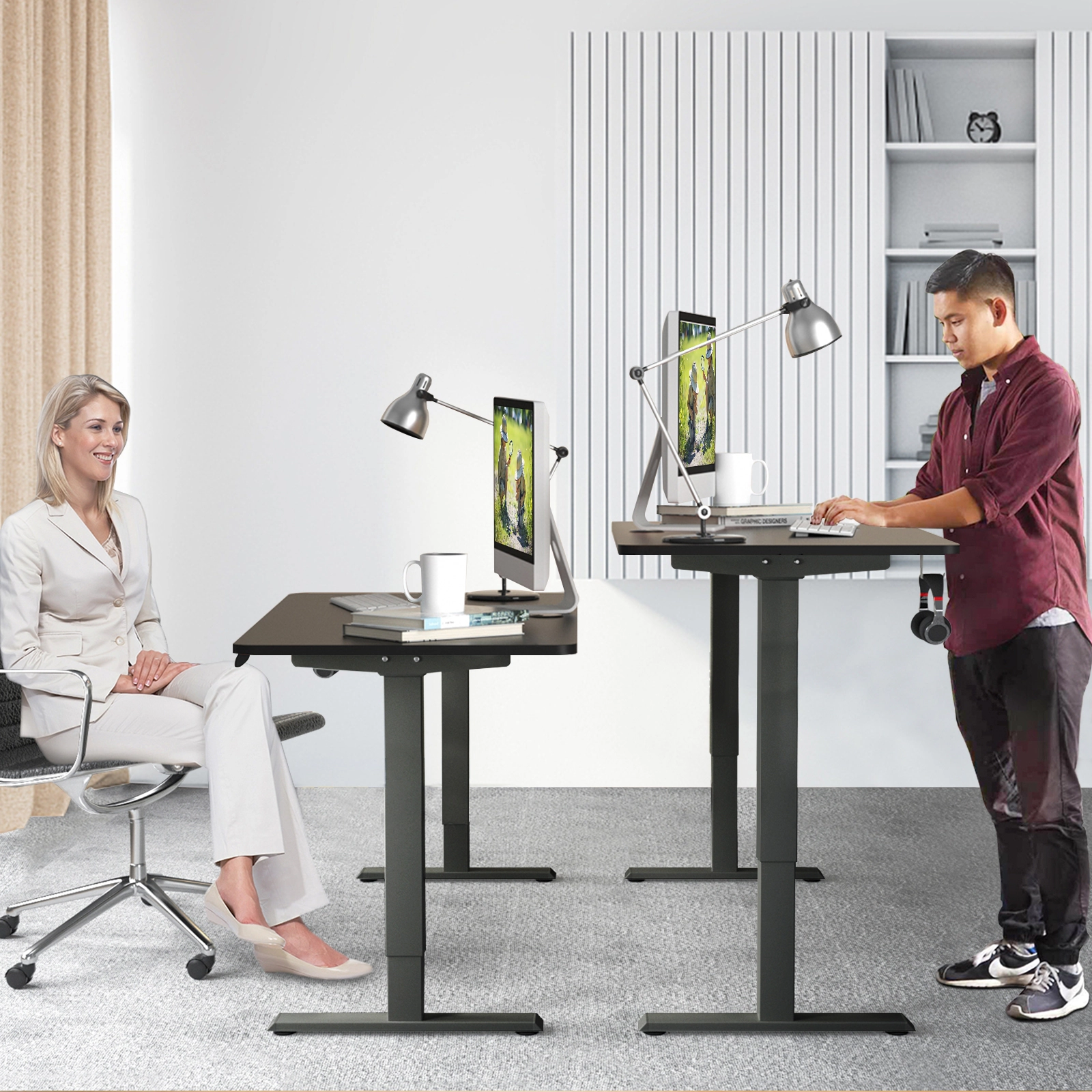 LJG Electric Height Adjustable Standing Desk with Memory Controller