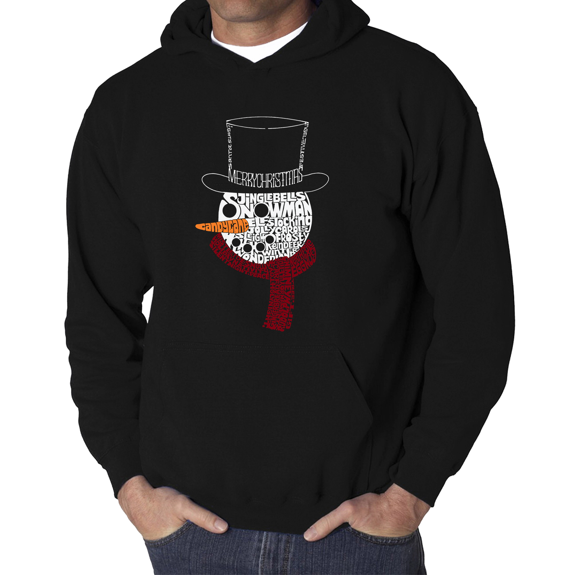 LA Pop Art Snowman Face - Men's Word Hooded Sweatshirt