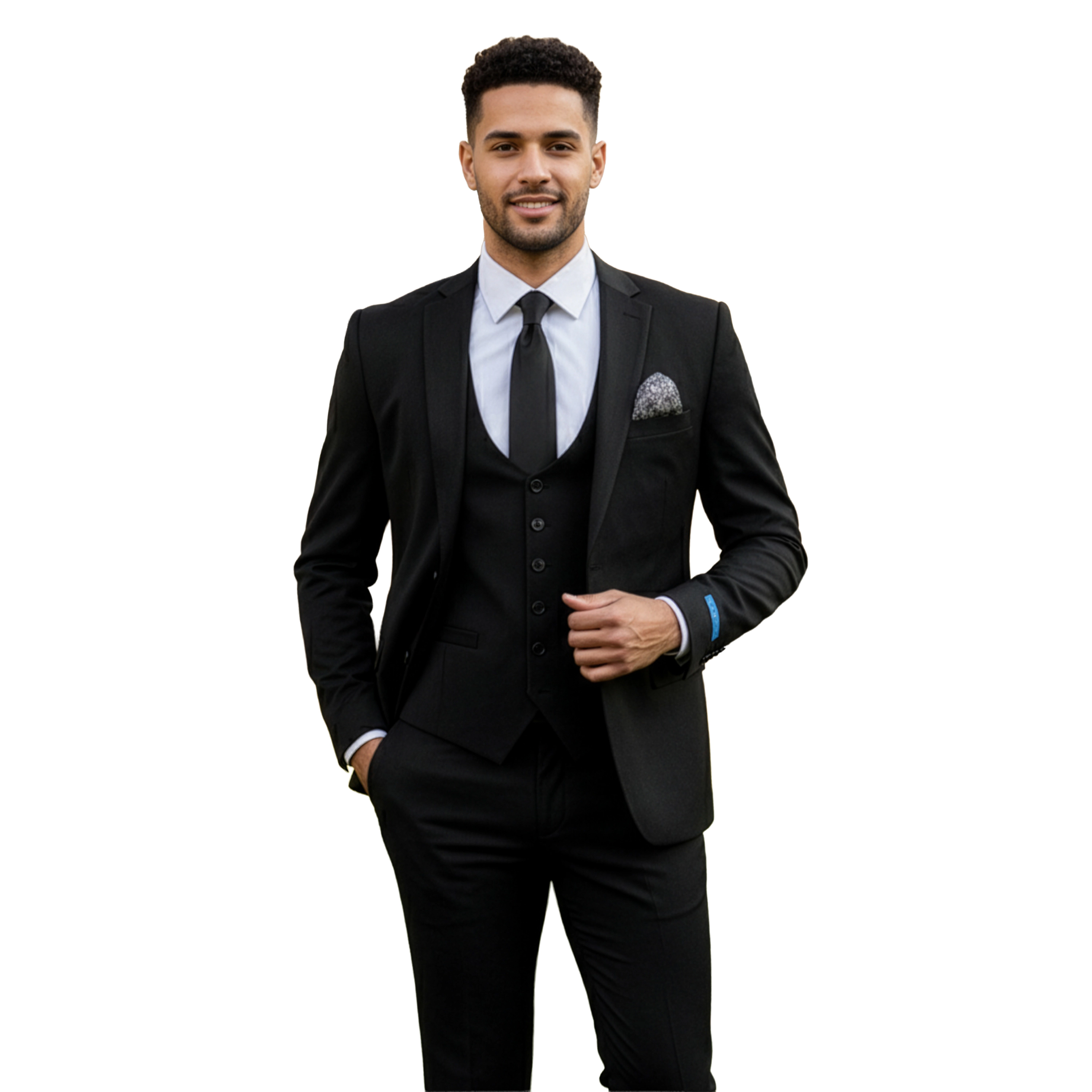 Sean Alexander Men's Skinny Fit 3pc Solid Vested Suit Set