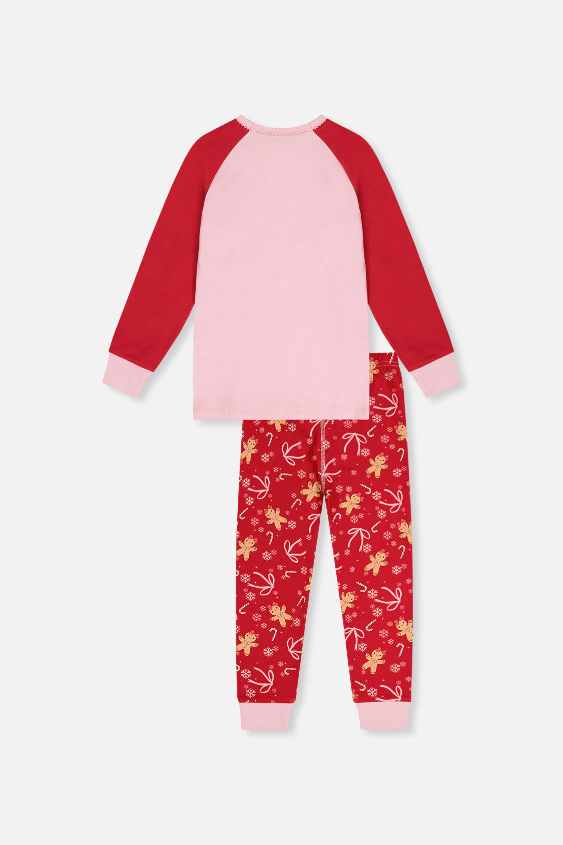 Deux par Girls Organic Cotton Gingerbread Two Piece Pajama Set with Raglan Sleeve Top and Pants