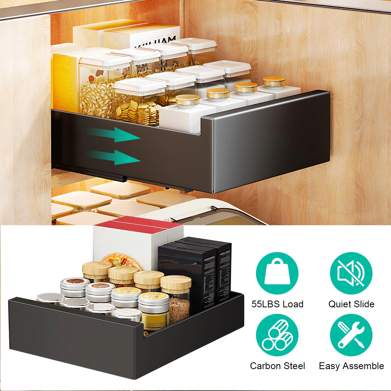 GBruno Carbon Steel Pull-Out Cabinet Organizer