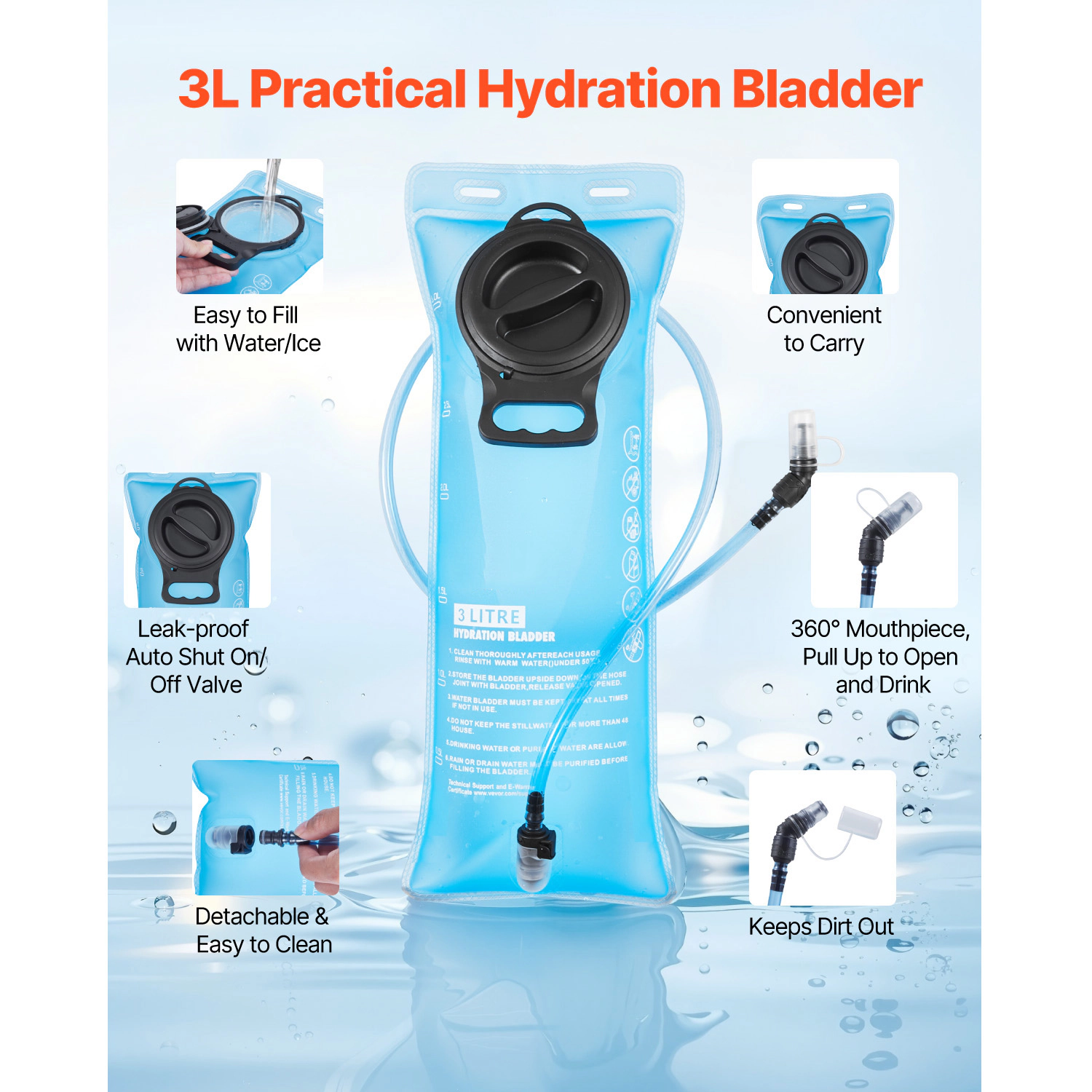 HONGGE Hydration Backpack Pack with TPU Water Bladder Hiking for Men Women Hydro