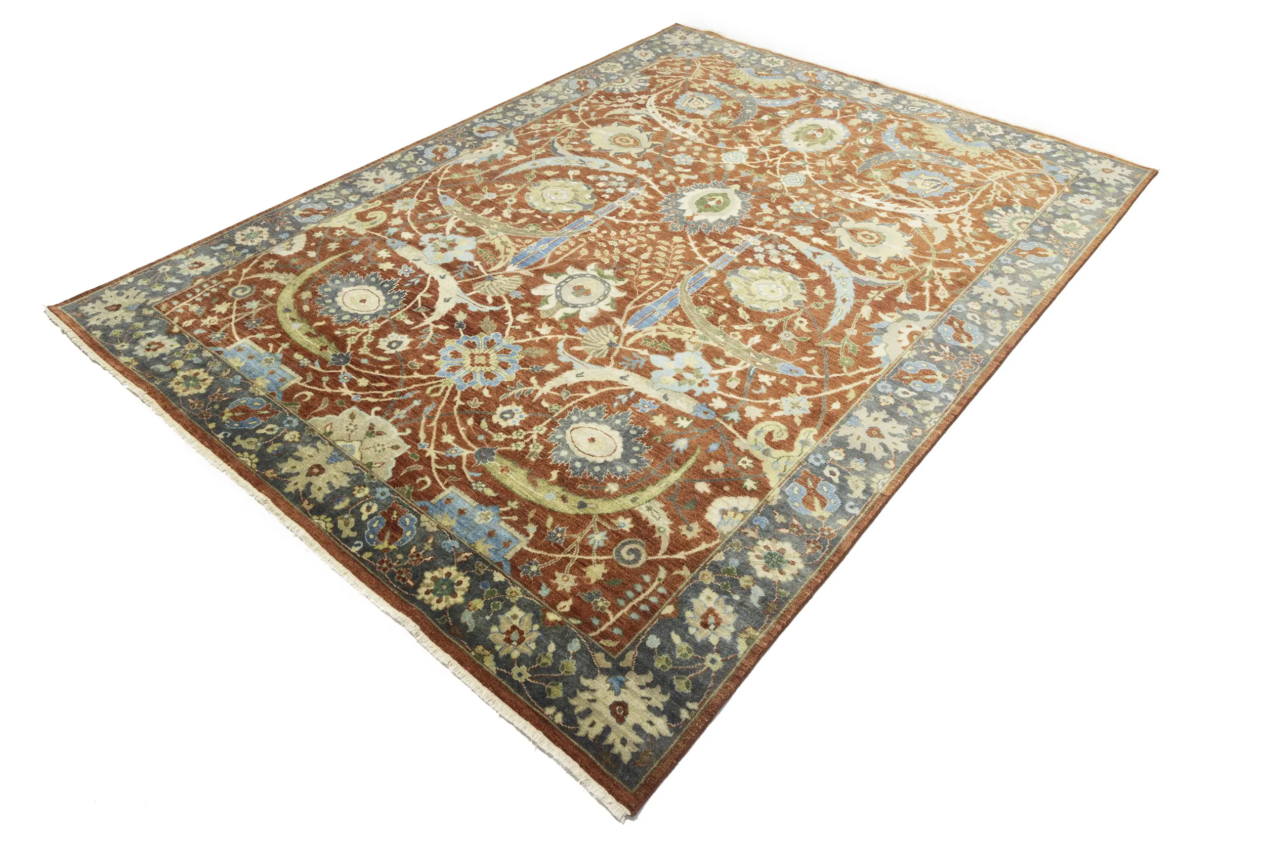 Magic Rugs Rust Orange Floral 9X12 Chobi Peshawar Oriental Rug