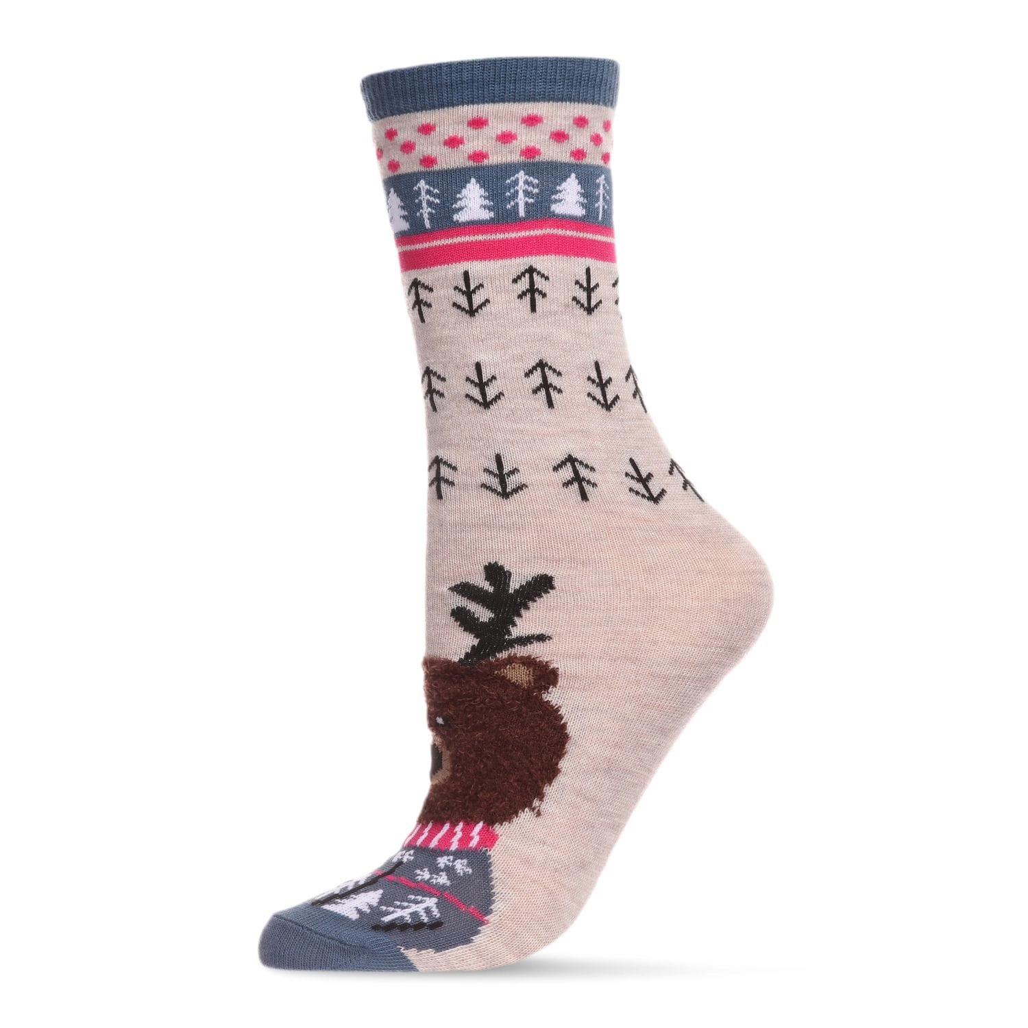 MeMoi Women's Foot Pet Teddy Bear Crew Socks