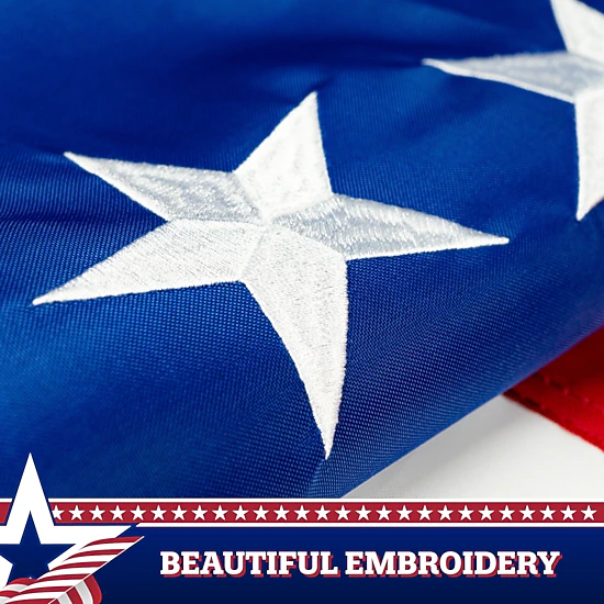 G128 2-Pack Betsy Ross Pull-Down Bunting Flags - 1.67 x 8 ft, Embroidered Polyester