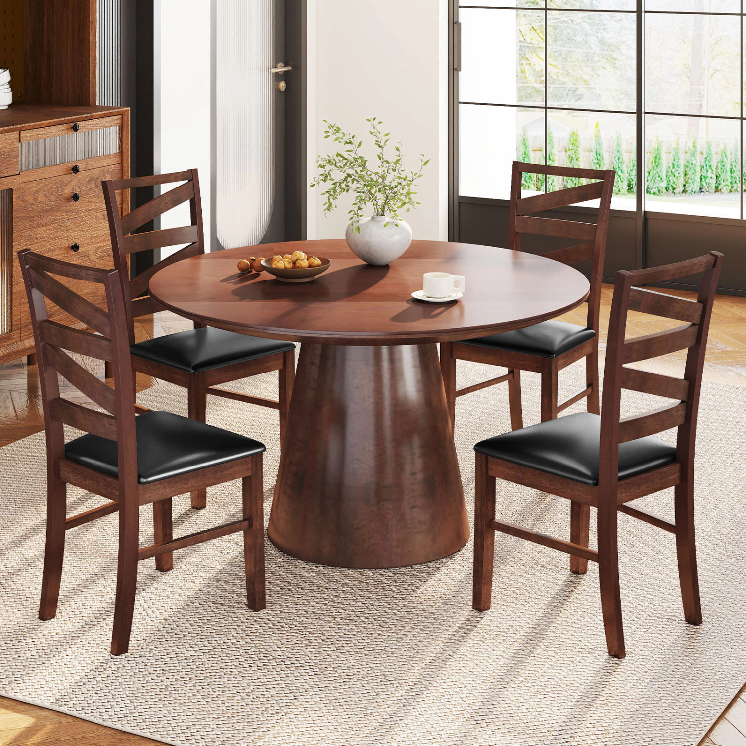 LJG Dining Chairs Set of 2 Kitchen Side Chairs with Rubber Wood Legs