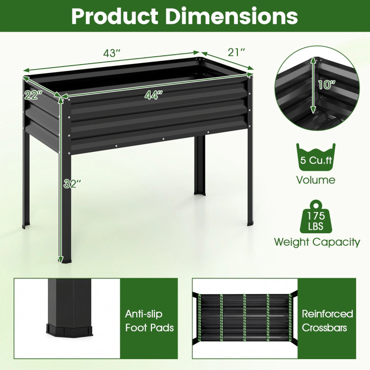 Hivvago Raised Garden Bed Set of 2 Electro-Coating Metal Large Elevated Planter Box