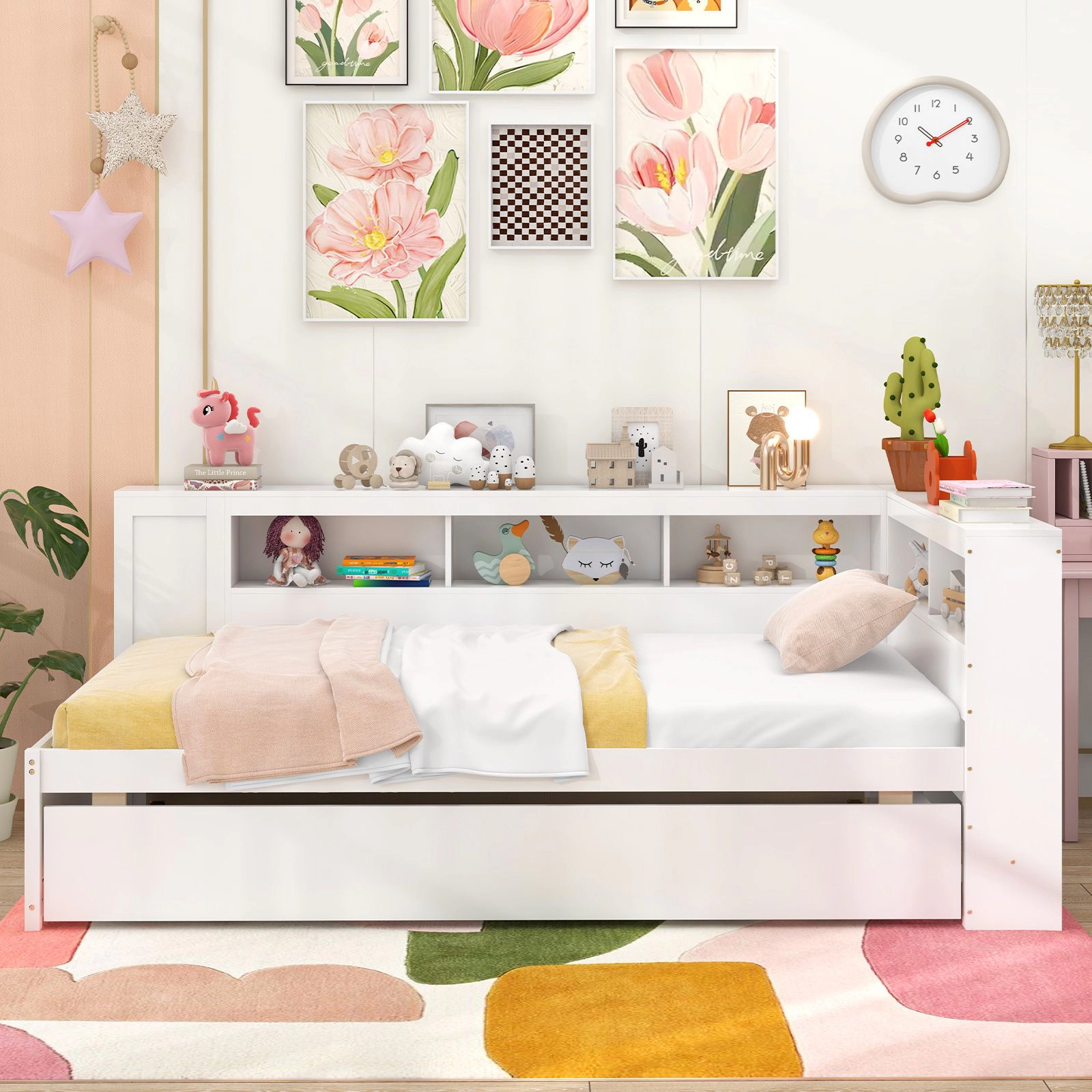 SlickBlue Twin Daybed with Trundle and Storage Cubes