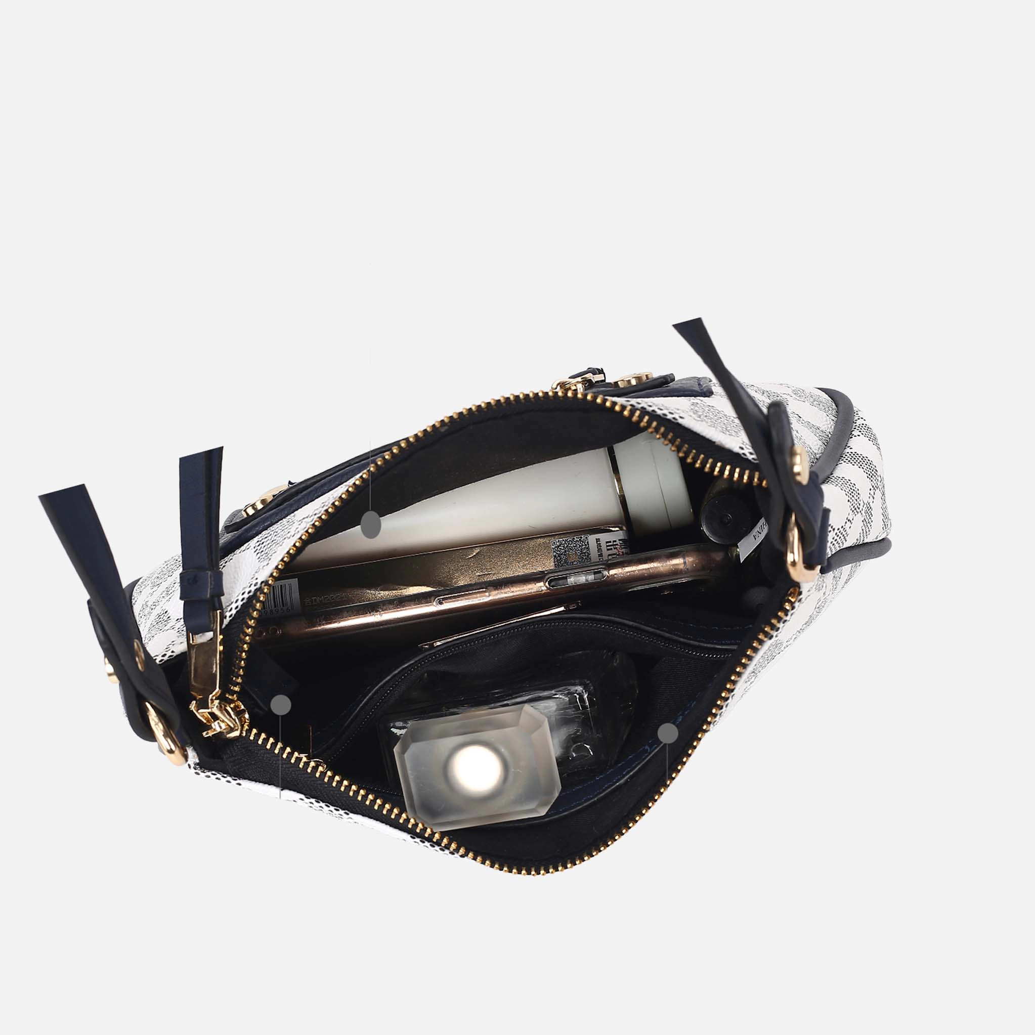 Mia K Collection Essie Circular Print Vegan Leather Crossbody Bag