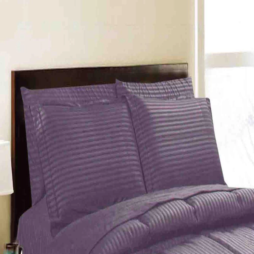 Embossed 8 Piece s Strip High Quality Microplush Comforter Set Plum by Plazatex