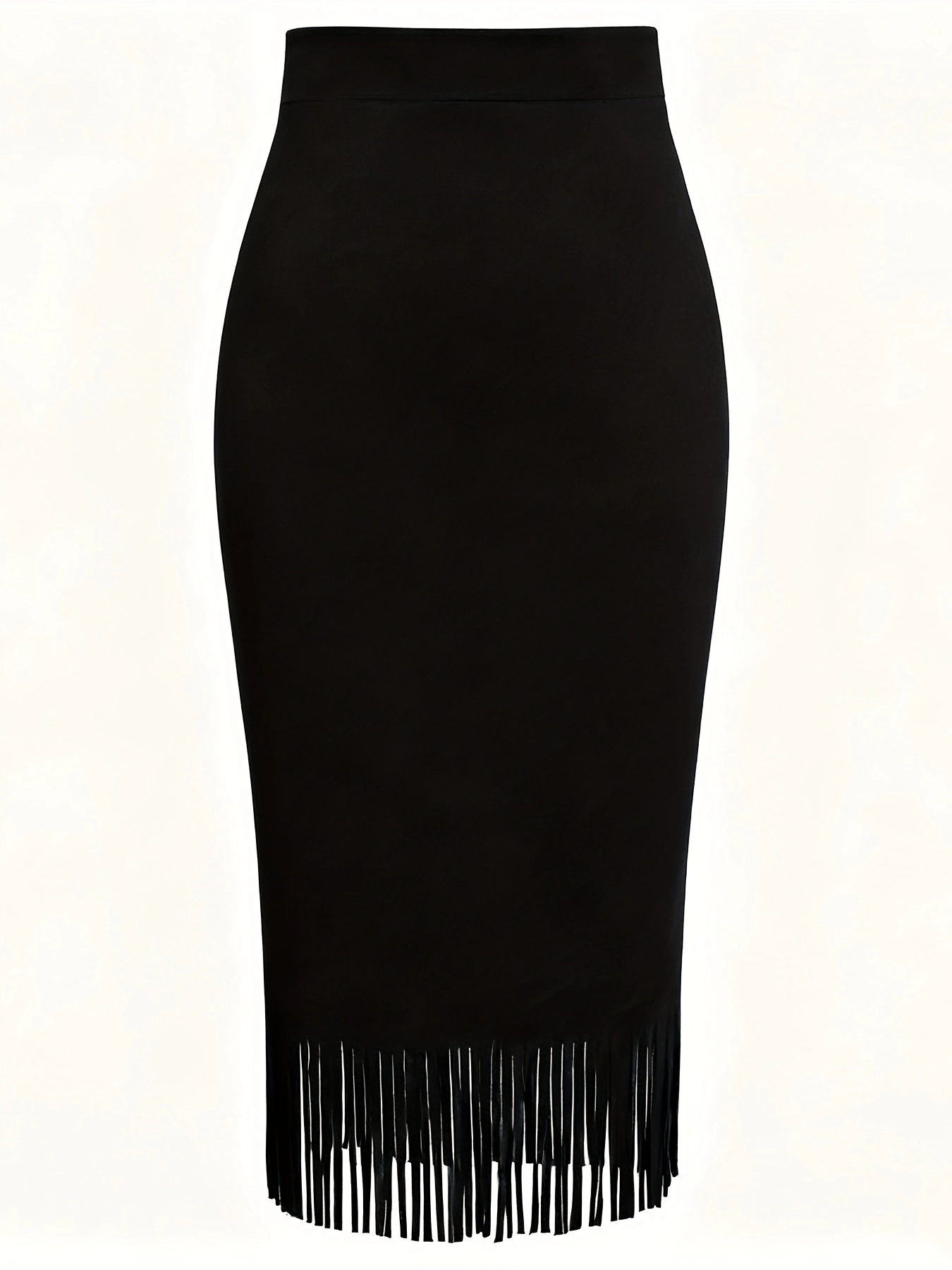 BLUEMING Womens Fringe Trim Faux Suede Skirt Boho High Waisted Pencil Dressy Fall Winter Midi Long Skirt Vacation Street
