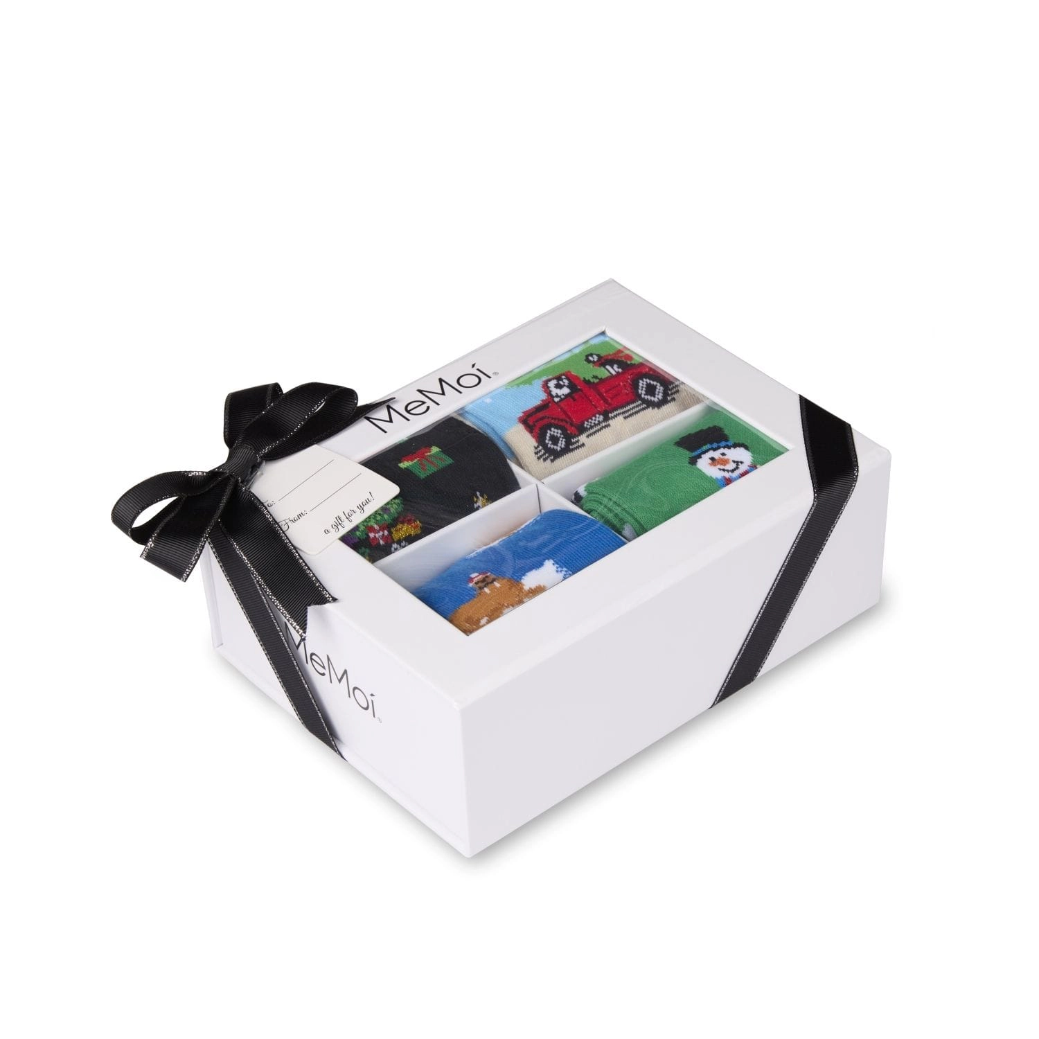 MeMoi 4 Pair Men's Christmas Novelty Crew Socks Gift Set