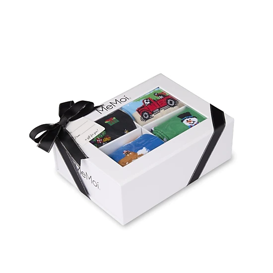 Memoi Men's 4 Pair Christmas Novelty Crew Socks Gift Set