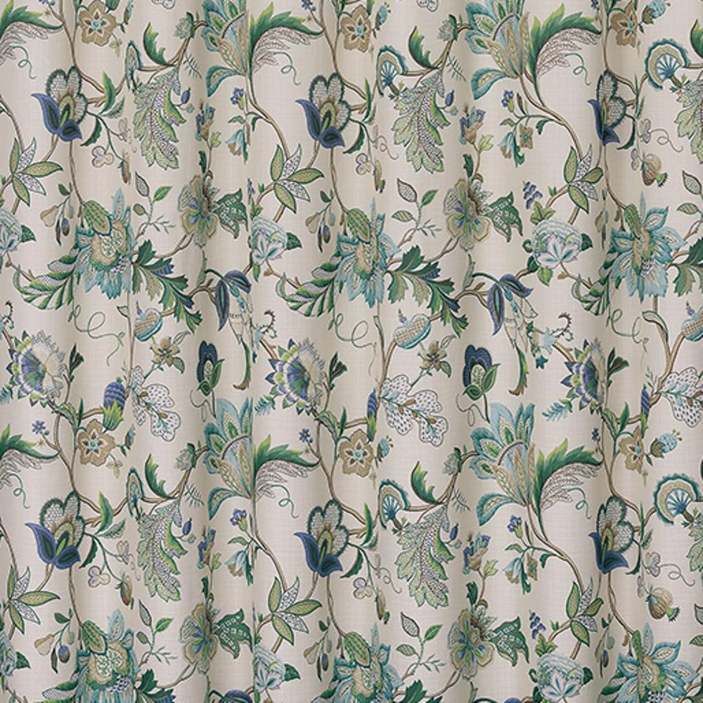Ellis Curtain Brissac Classic Floral Design Button Holes Shower Curtain 70 x 72 Blue