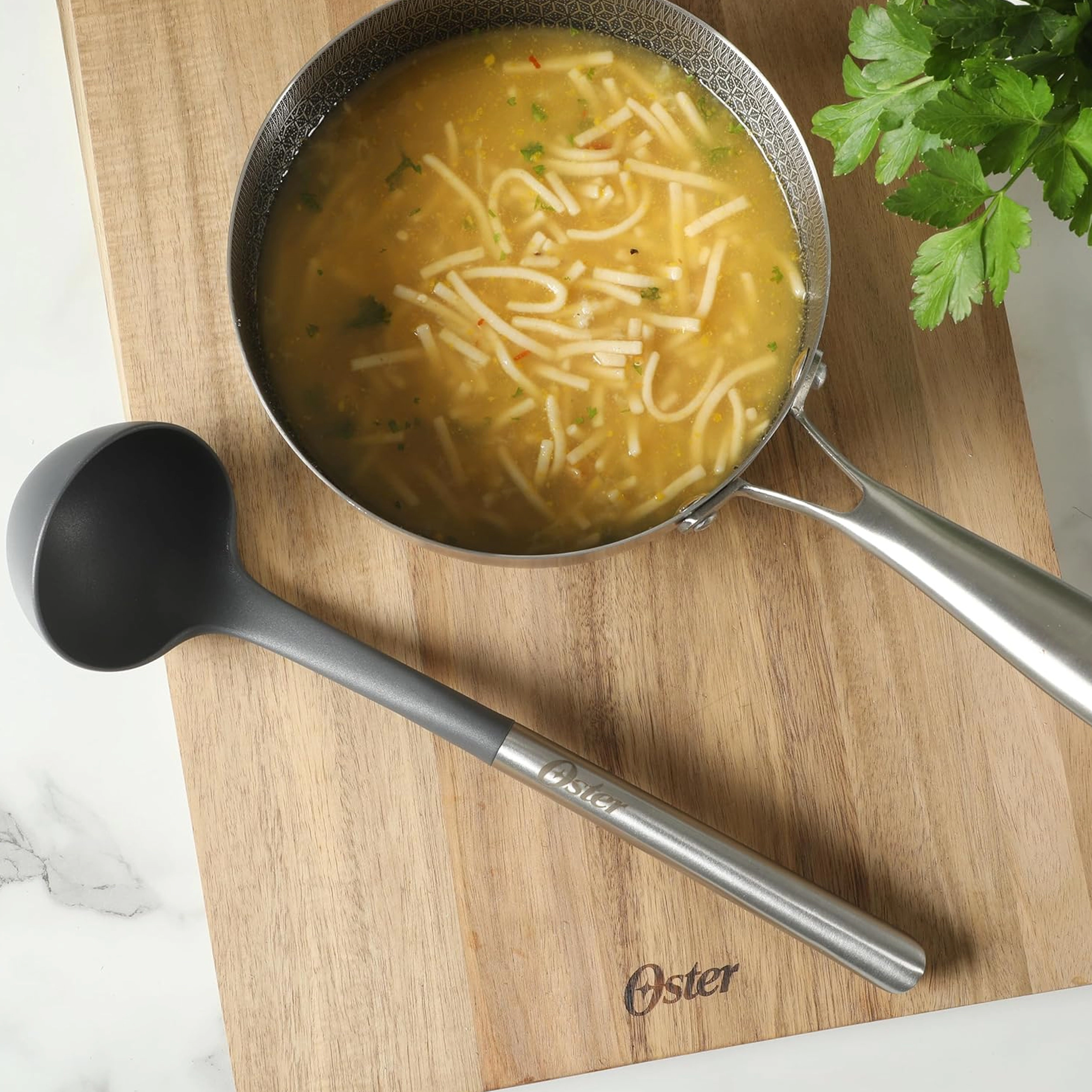 Oster Chadswyck 13 Inch Nylon Ladle With Stainless Steel Handle in Silver