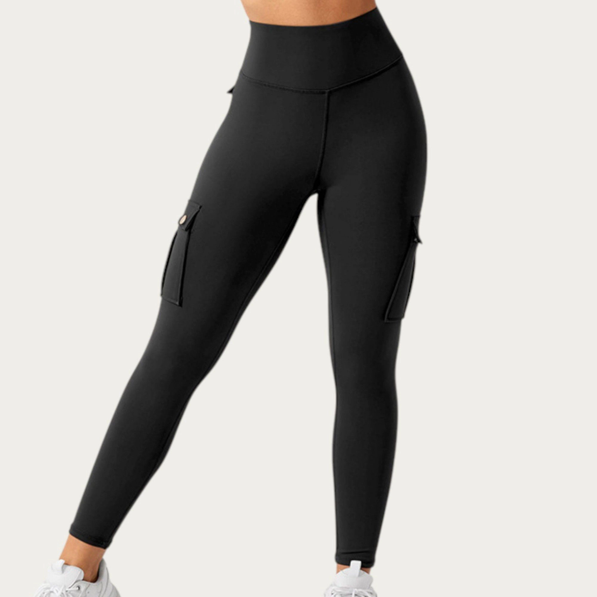 Anna-Kaci Active Women's Cargo Pocket Leggings with Smooth Stretch Fabric Supportive Waistband