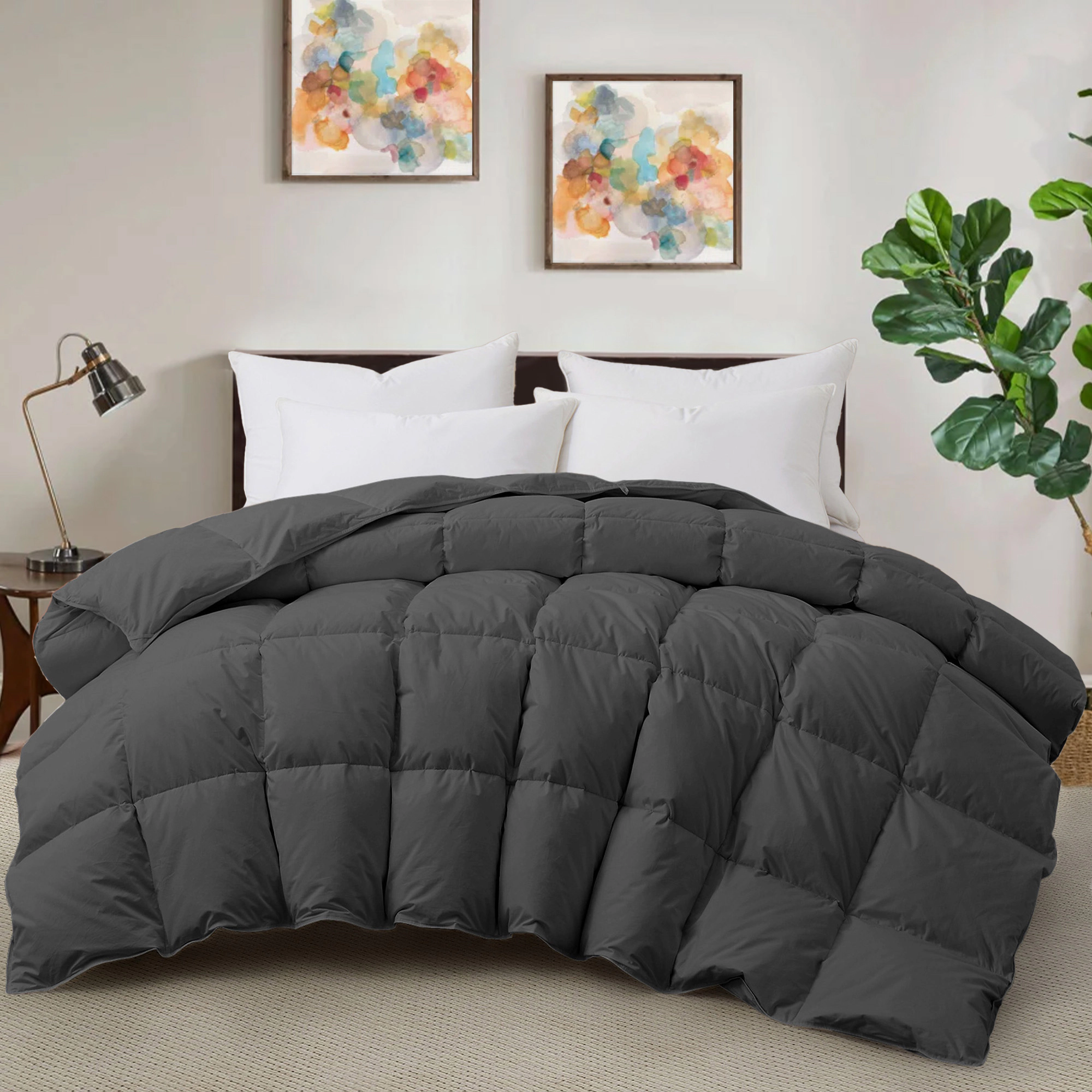 Unikome Luxury Feather Down Fiber Comforter Insert, Soft Fluffy Bedding for Hotel Sleep Experience