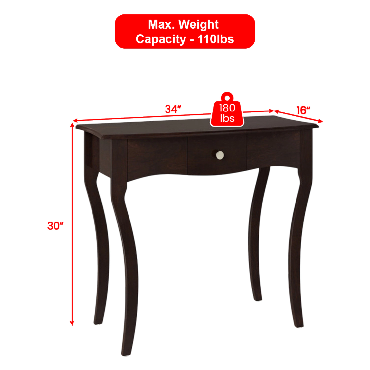 Hivvago Sleek Wooden Console with Functional Storage Drawer