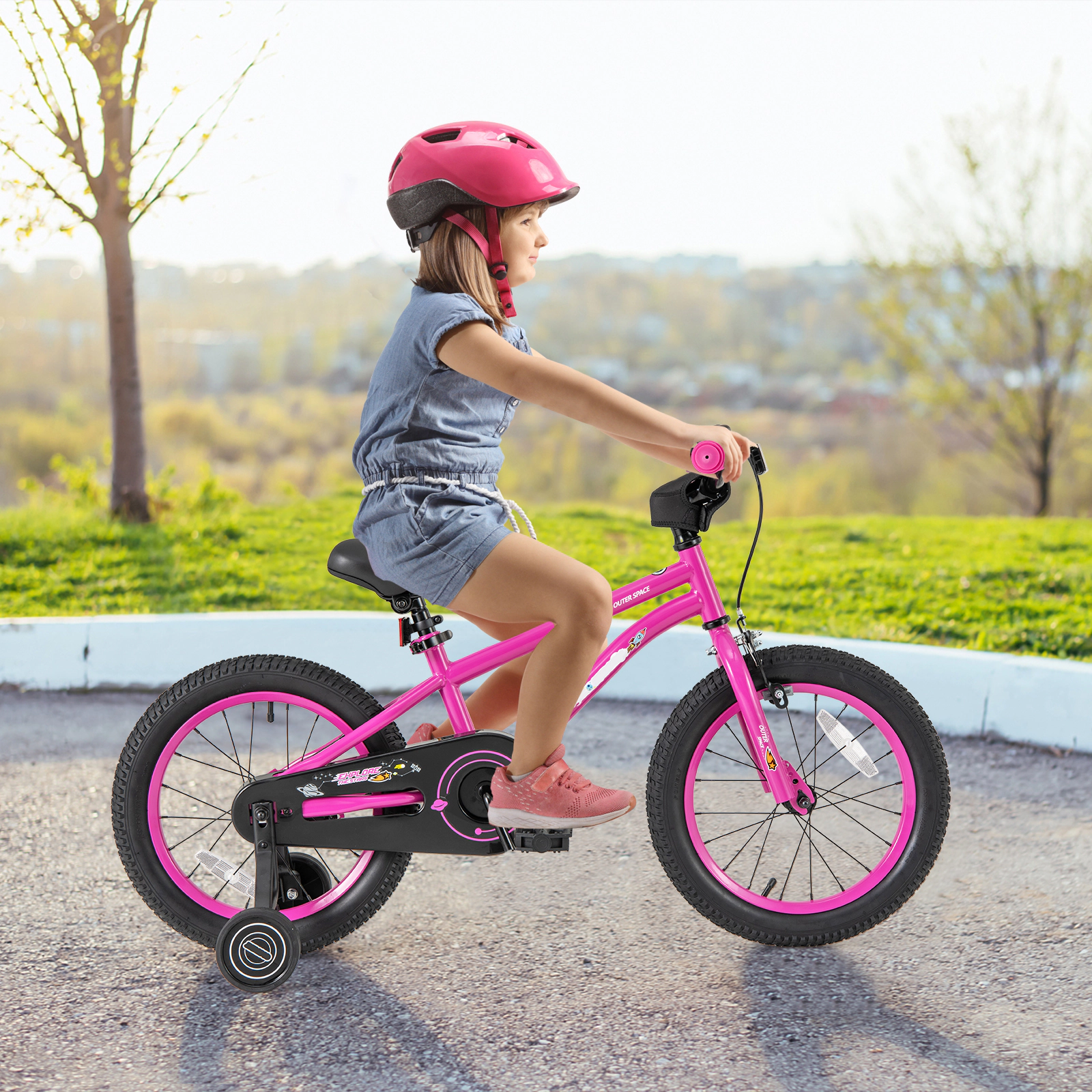 LJG Kids Bike Adjustable with Removable Training Wheels