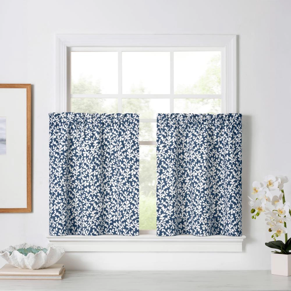 Ellis Curtain Sea Tumble 3" Rod Pocket 100% Cotton Machine Wash and Dry Tailored Valance 50" x 16" Navy