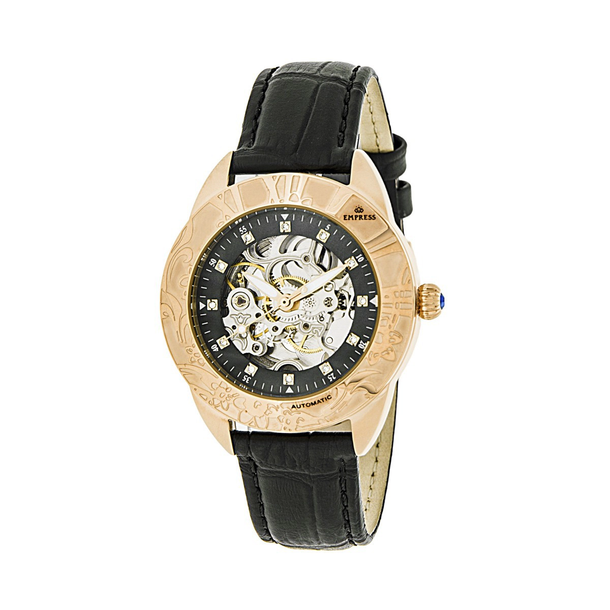 Empress Godiva Automatic MOP Leather-Band Watch